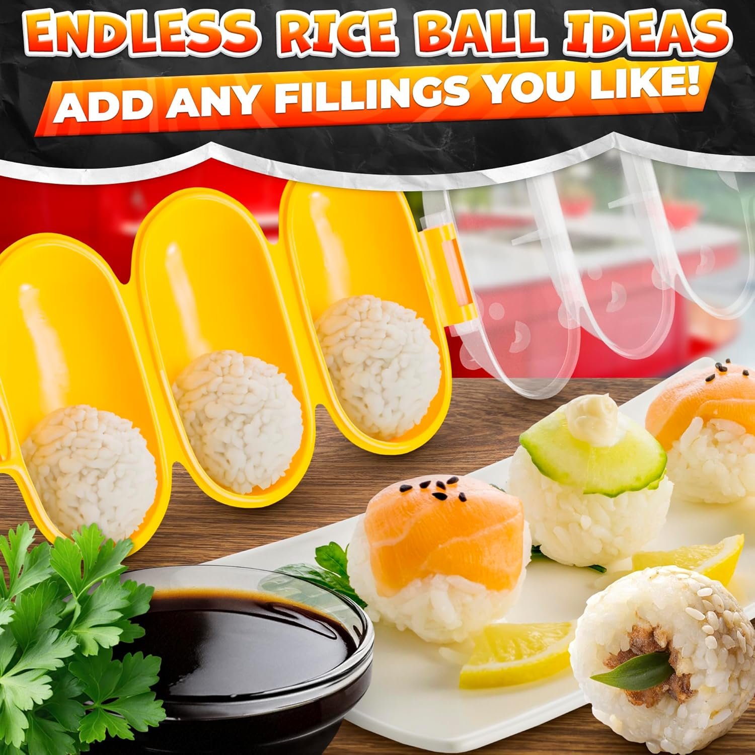 Rice Ball Mold with Paddle Spoon – Rice Ball Maker Mold for Temari Sushi, Yaki-Onigiri - 图片 4