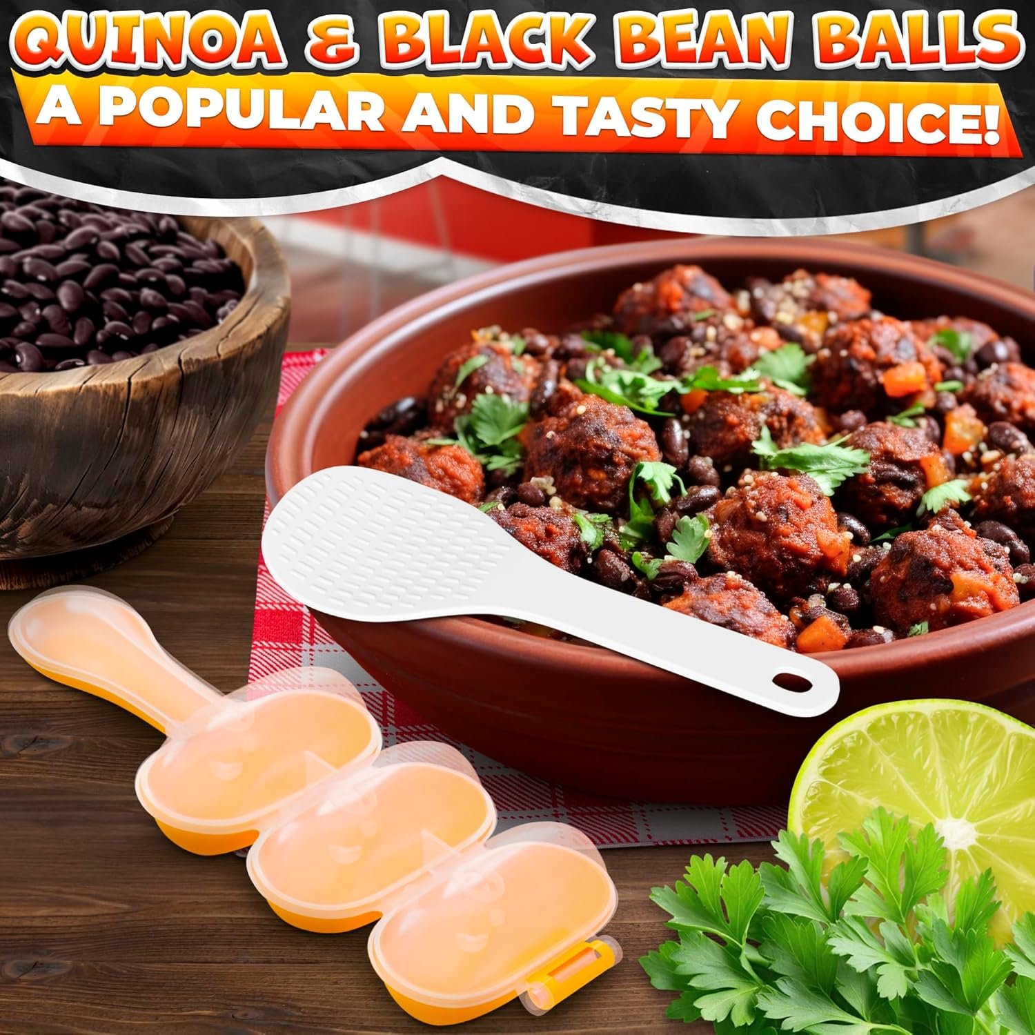 Rice Ball Mold with Paddle Spoon – Rice Ball Maker Mold for Temari Sushi, Yaki-Onigiri - 图片 3