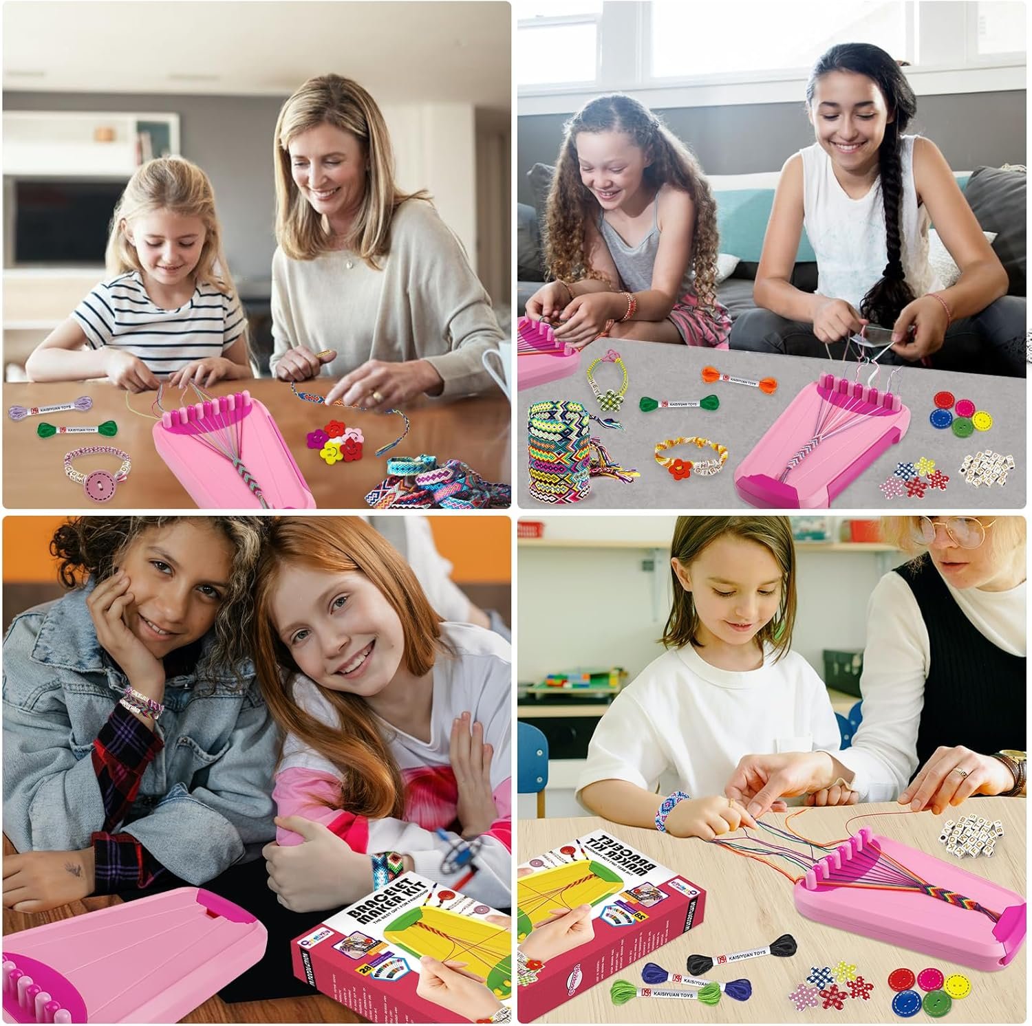 Friendship Bracelet Making Kit for Girl,Kids Jewelry Making Kit with 28 Pre-Cut Threads - 图片 3