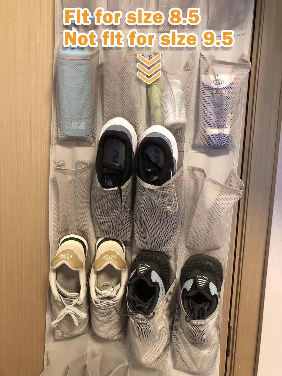24 Medium Pocket Over-the-Door Hanging Shoe Organizer, Light Grey - 图片 2