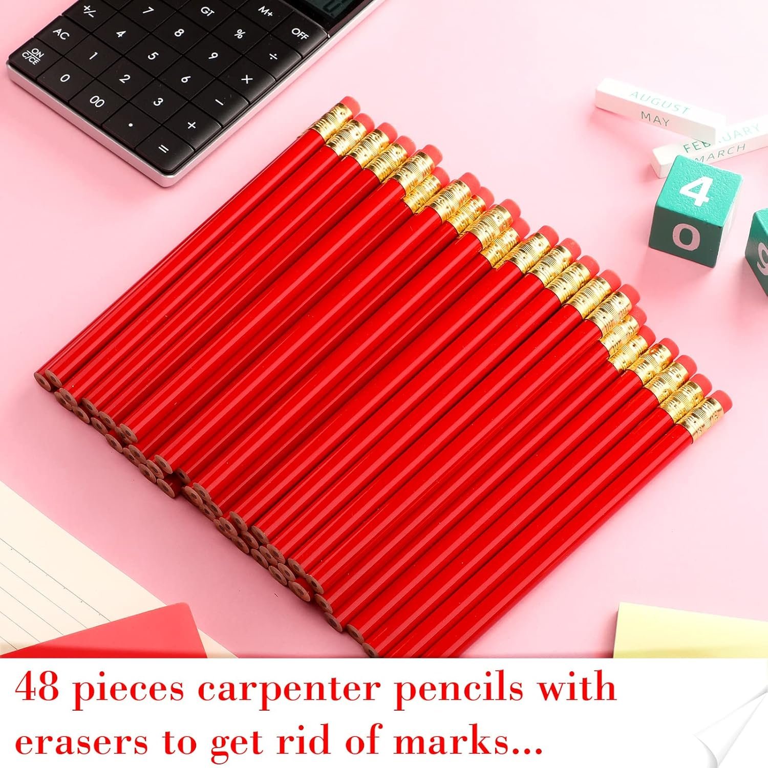 48 Pcs Jumbo Pencil, Wooden Pencil with Black Core for Carpenters Construction Workers Woodworkers - 图片 2