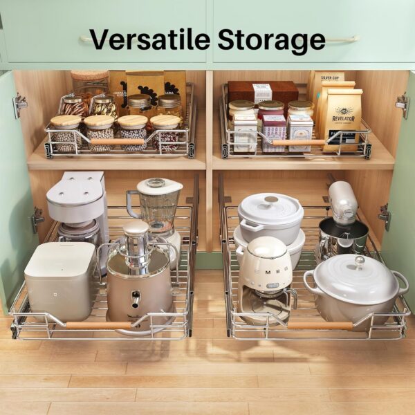 Sliding Lid Holder and Pan Rack in Kitchen, Slide Out inside Cabinet Storage for Pot Lid, Bakeware - 图片 4