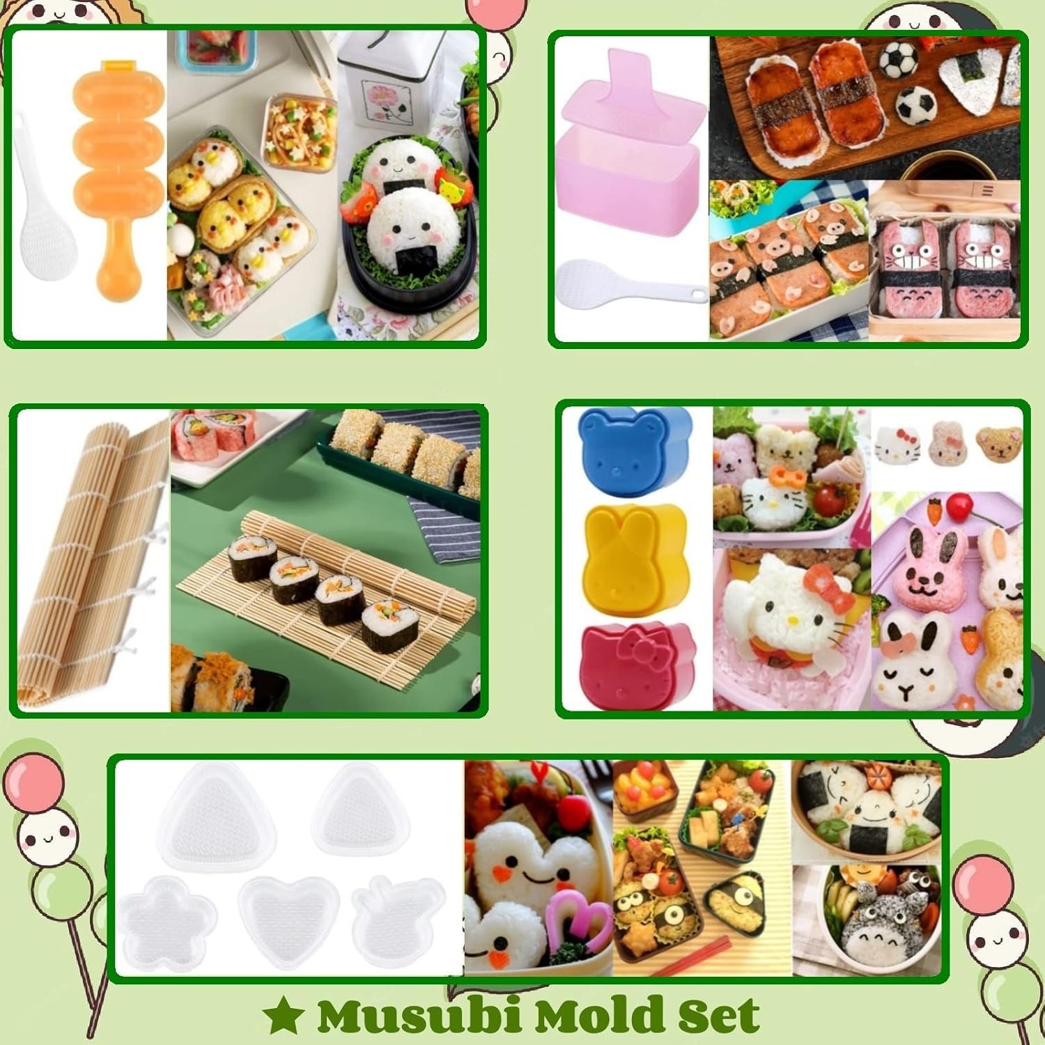 "13pcs Rice Ball Mold Sushi Rolling Mat Sushi Making Kit for Lunch Bento and Home DIY " - 图片 2