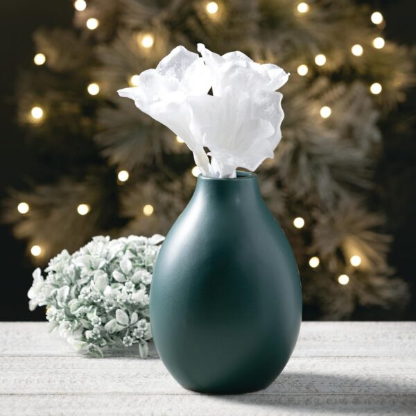 Teal Ceramic Flower Vase 9"" Tall, Versatile Modern Home Decor Vase for Flowers, Decorative Accent for Kitchen, Living Room, Office - 图片 2
