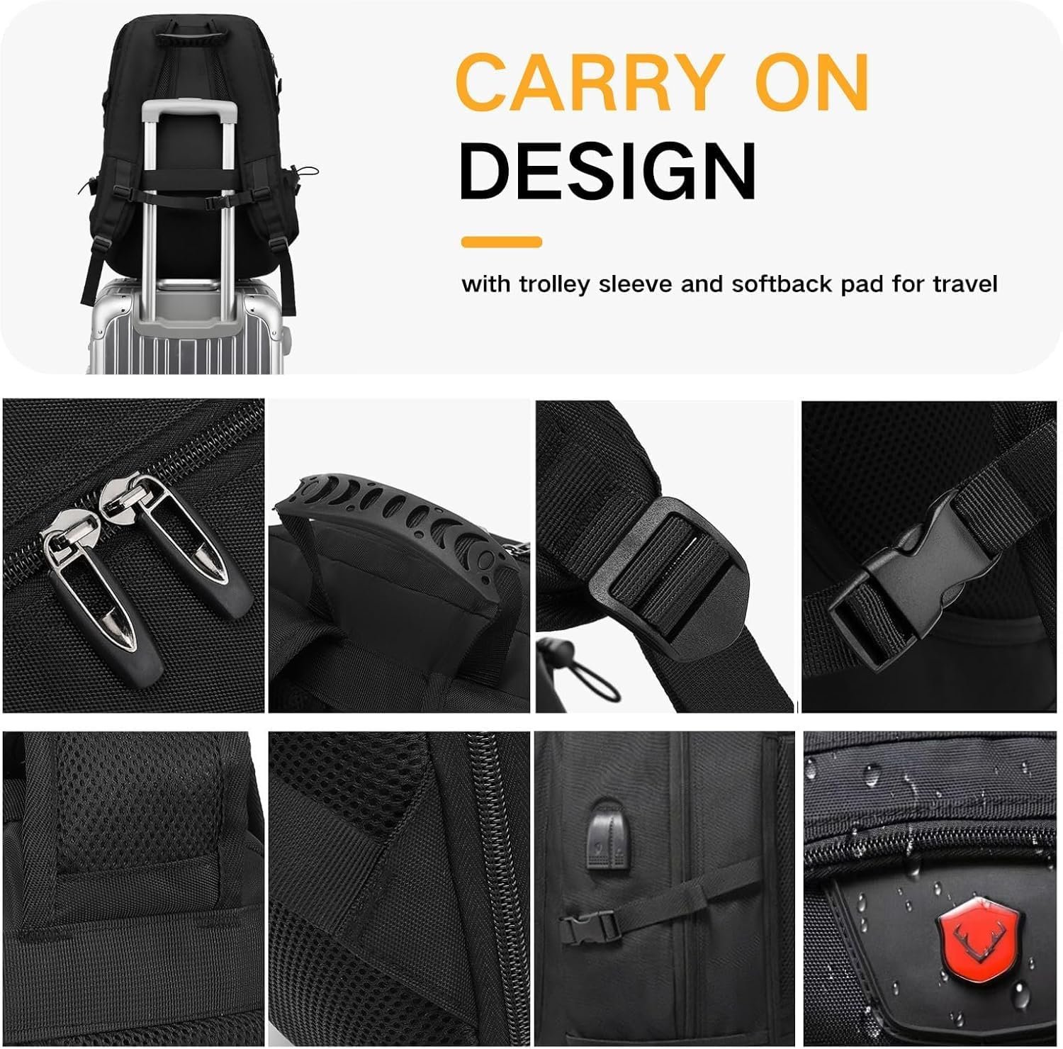 Extra Large 60L Traveling College Backpack,Large Capacity Backpack for Men Women - 图片 3