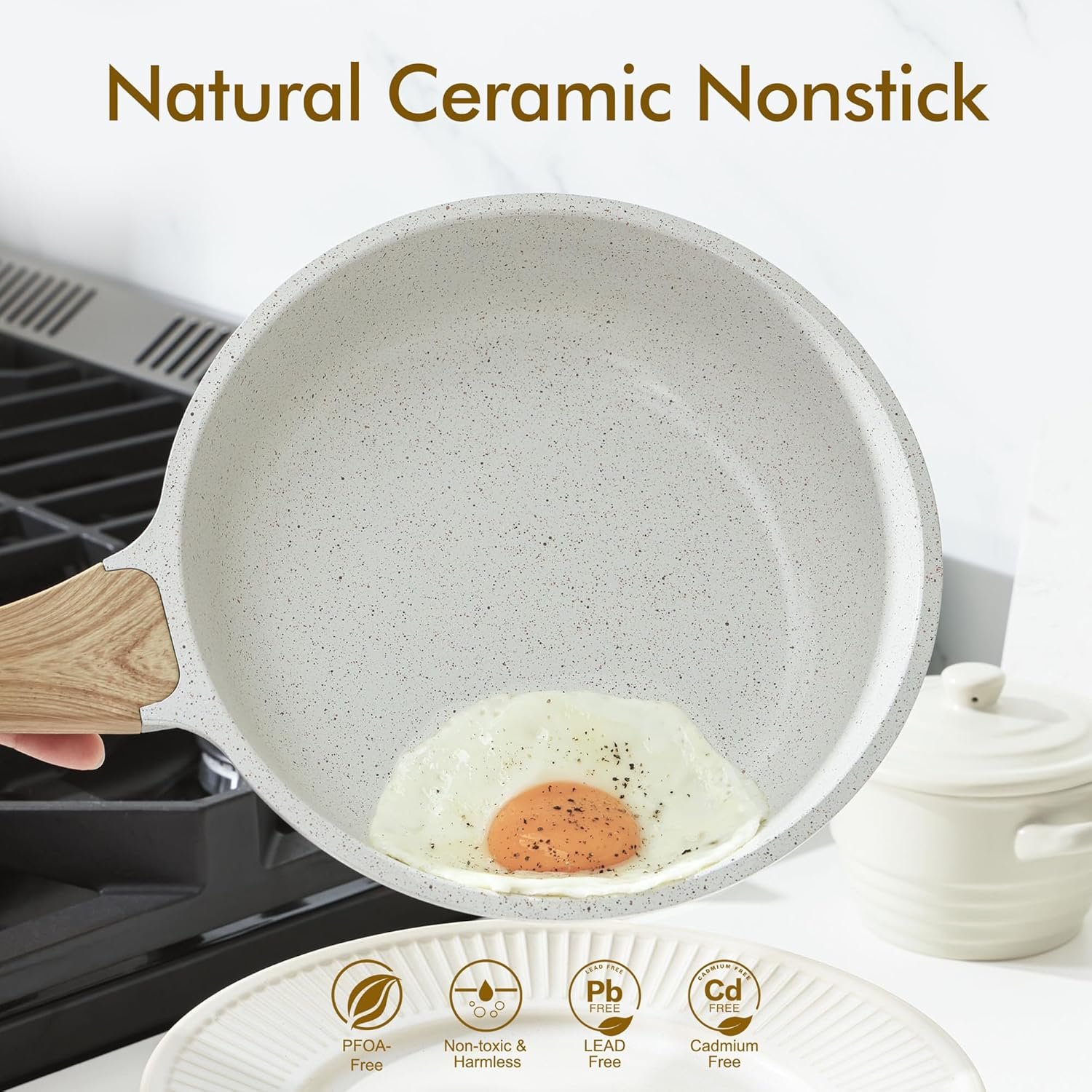 Nonstick Ceramic Frying Pan Skillet, 8-Inch Omelet Pan, Healthy Non Toxic Chef Pan