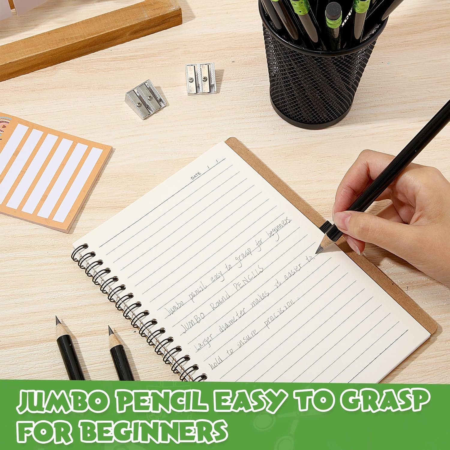 48 Pcs Fat Pencils Jumbo Big Thick Large Pencils and 3 Pieces Sharpeners for Kids Beginners Preschoolers - 图片 2