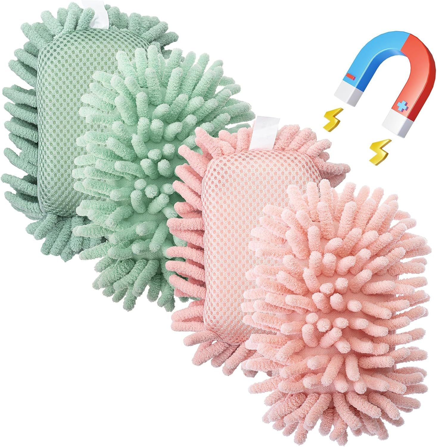 Microfiber Shag Whiteboard Eraser, 4 Pack, Washable, Dry Erase