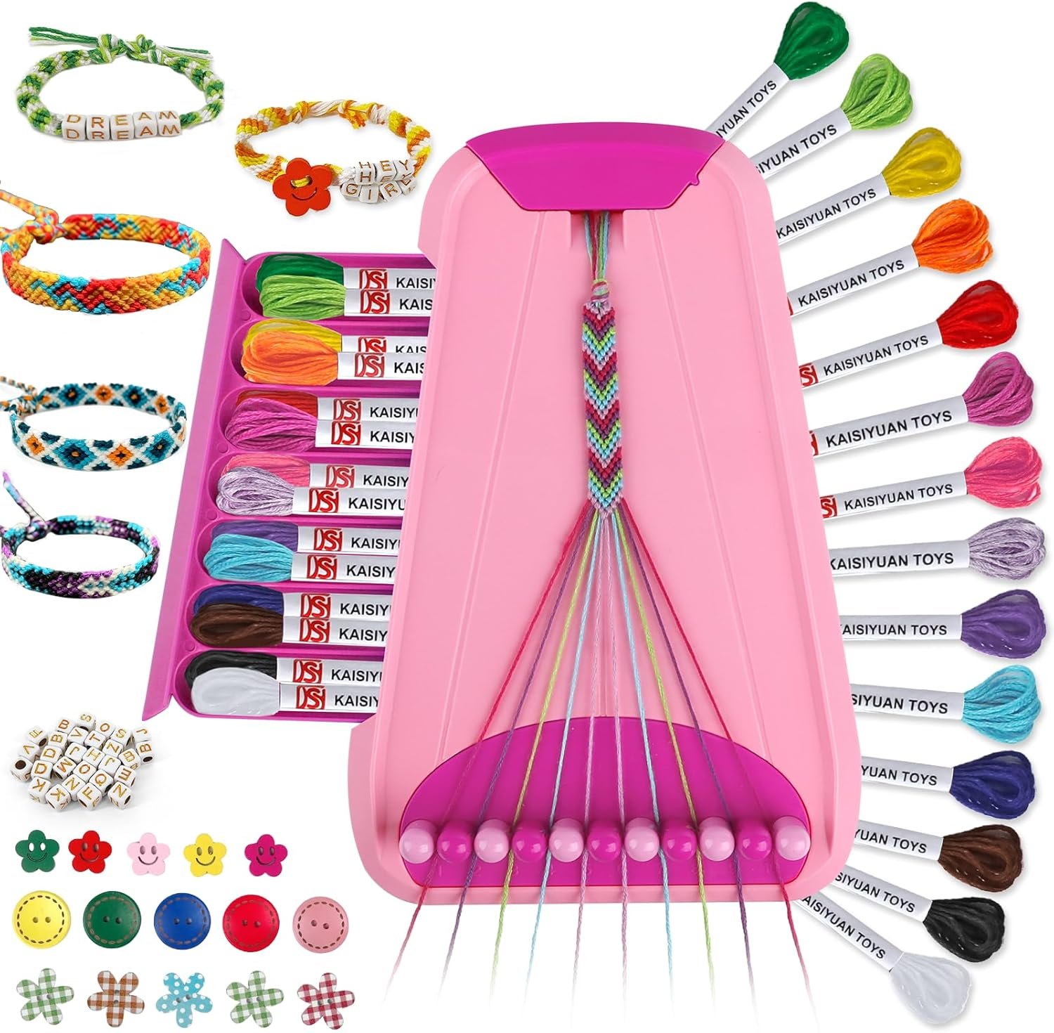 Friendship Bracelet Making Kit for Girl,Kids Jewelry Making Kit with 28 Pre-Cut Threads