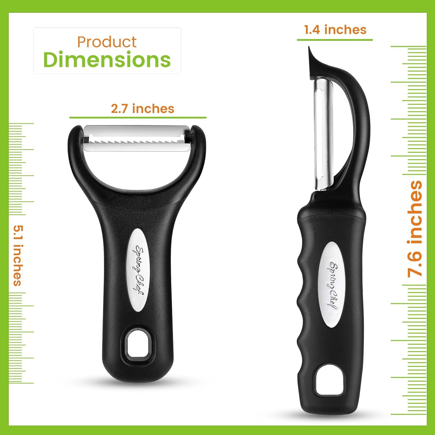 Spring Chef Swivel & Vegetable Julienne Peeler Set for Kitchen with Stainless Steel Sharp Blades - 图片 2