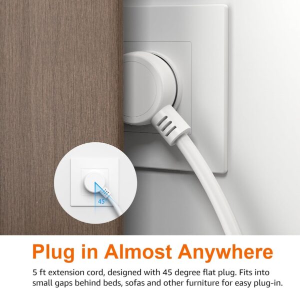 " 3 Outlet 3 USB Ports, 1 USB-C(15W) and 2 USB-A(12W), 5 ft Extension Cord, Home, Office, Travel, White " - 图片 4