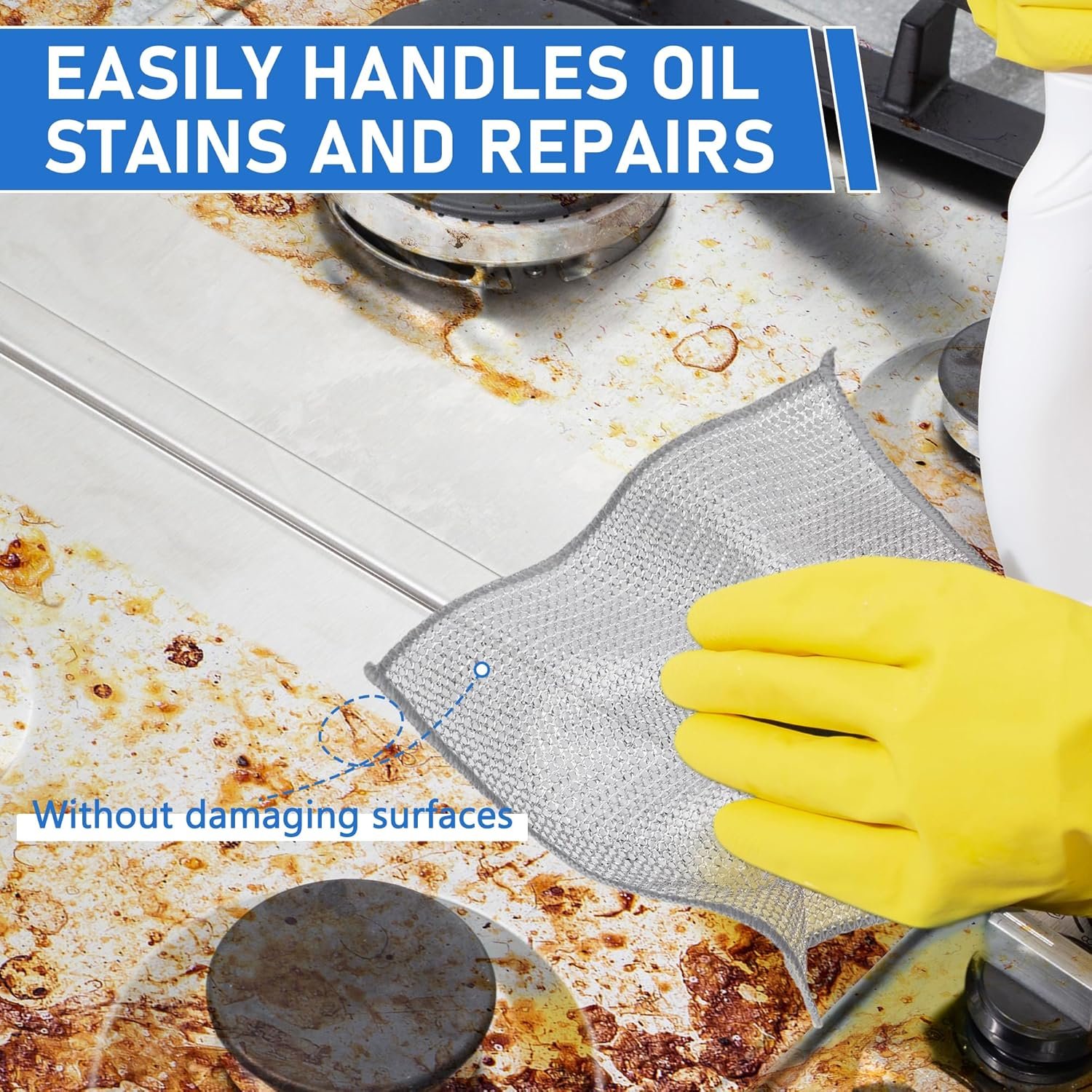 10PCS Set Non-Scratch Steel Wool Dishcloth - Multi Purpose Wire Dishwashing Rags Kitchen - 图片 4