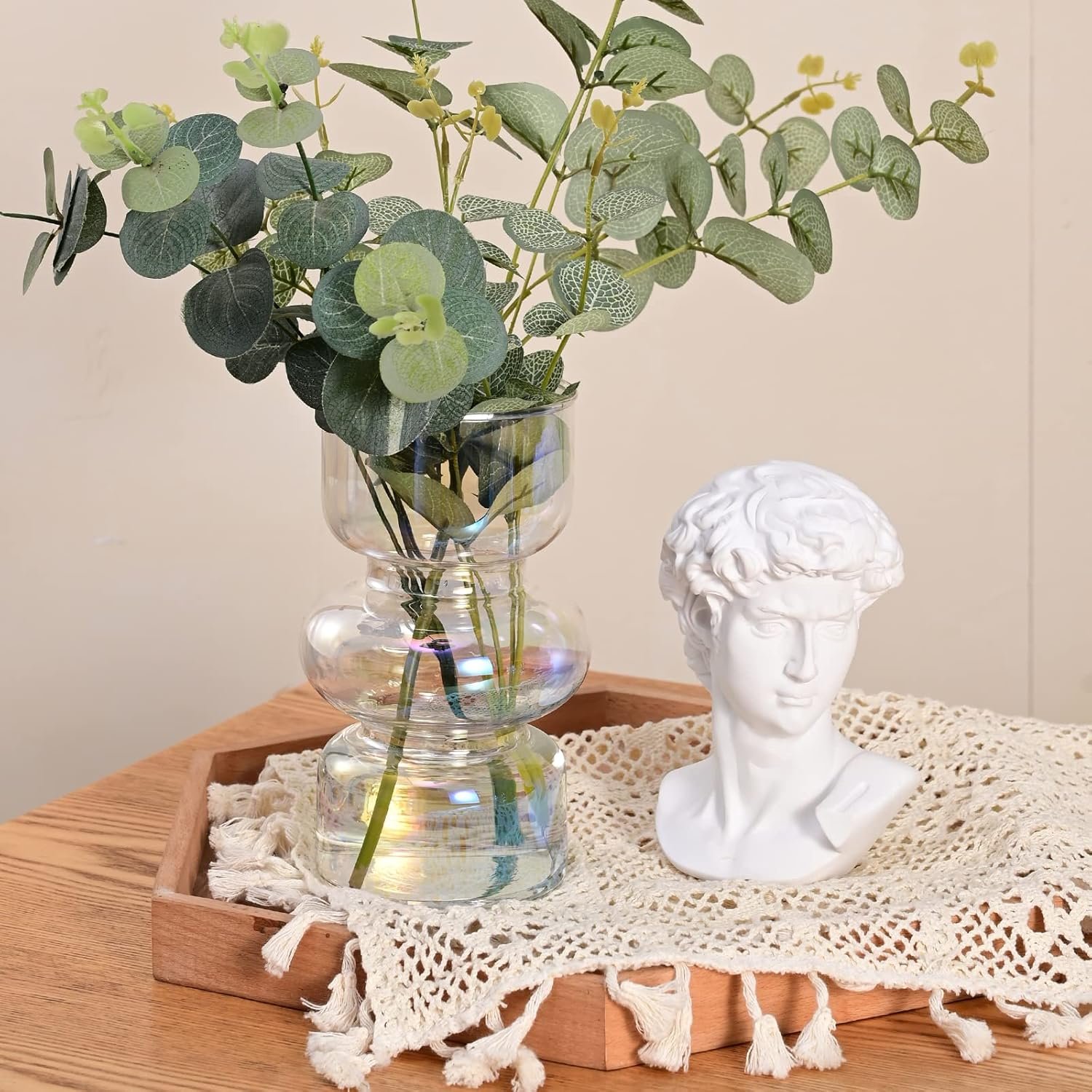 7 inch Iridescent Glass Flower Vases for Centerpiece Table Home Indoor Desk Decor - 图片 3