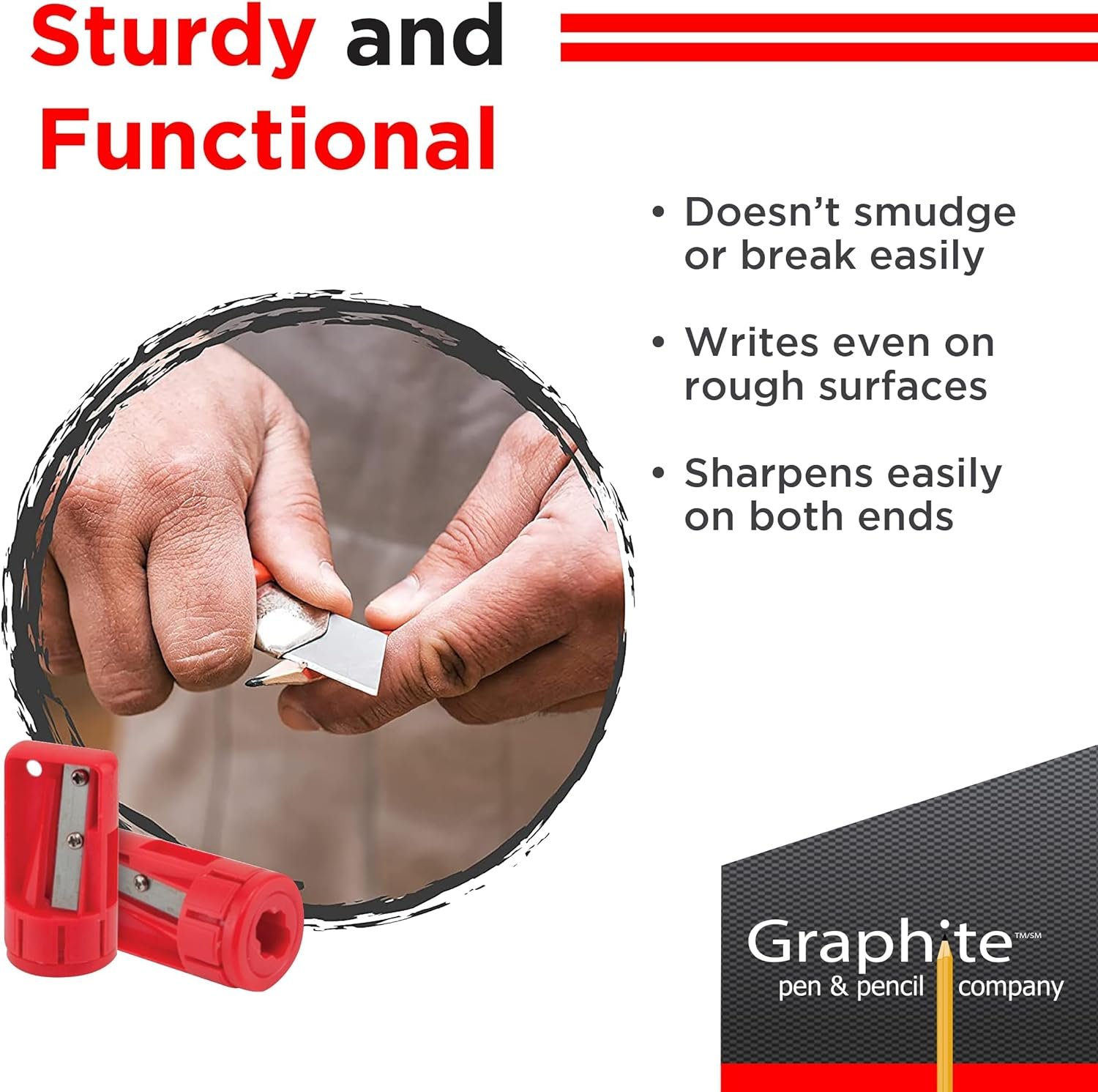 GRAPHITE Hard Lead Carpenter Pencils Bulk - (72) Pieces Lumber Wooden Pencil #2 (HB) - 图片 4