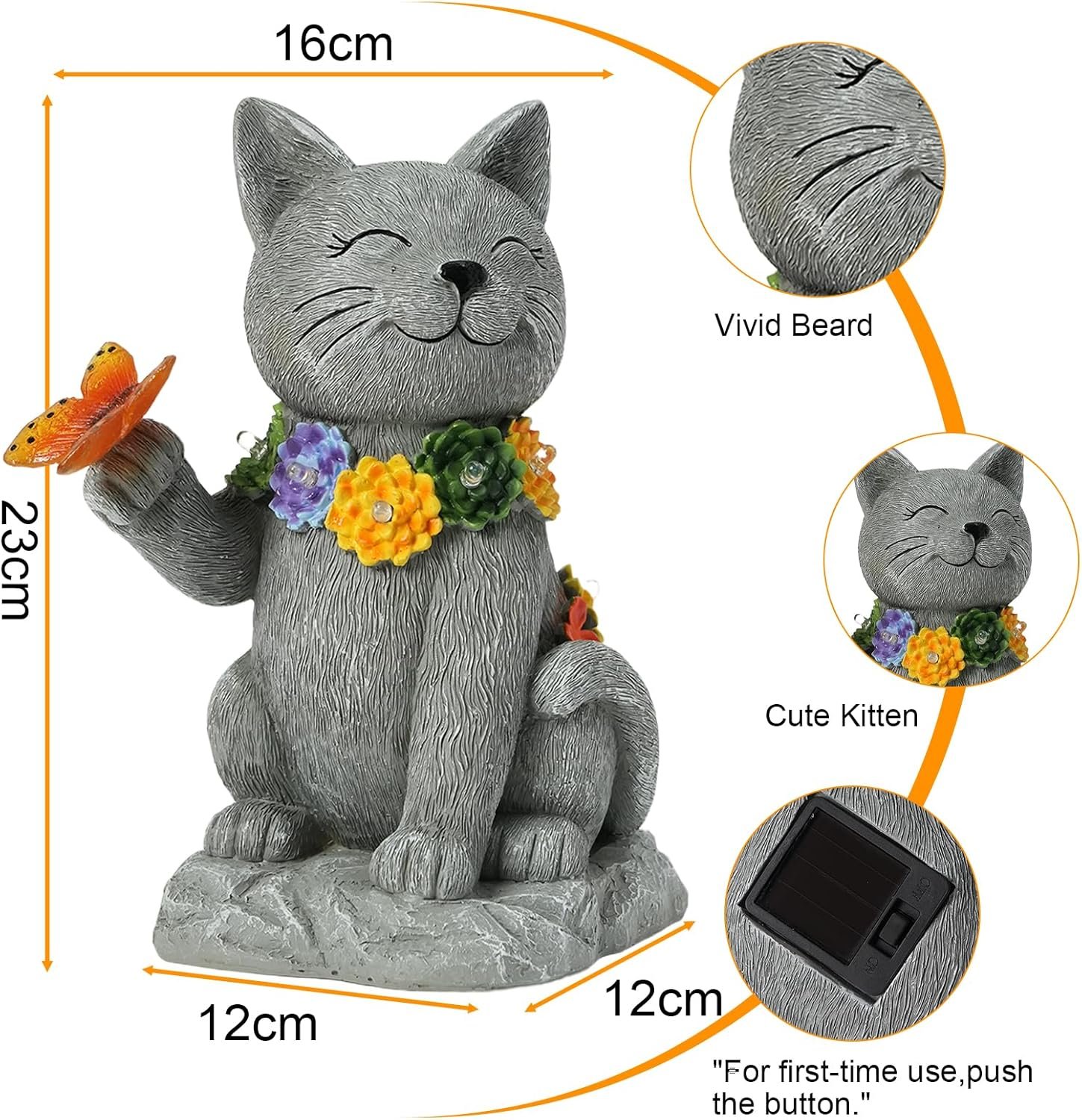 Outdoor Solar Cat Garden Statue -Suitable for Lawn Decoration, Porch,Yard Decorations Outdoor - 图片 3