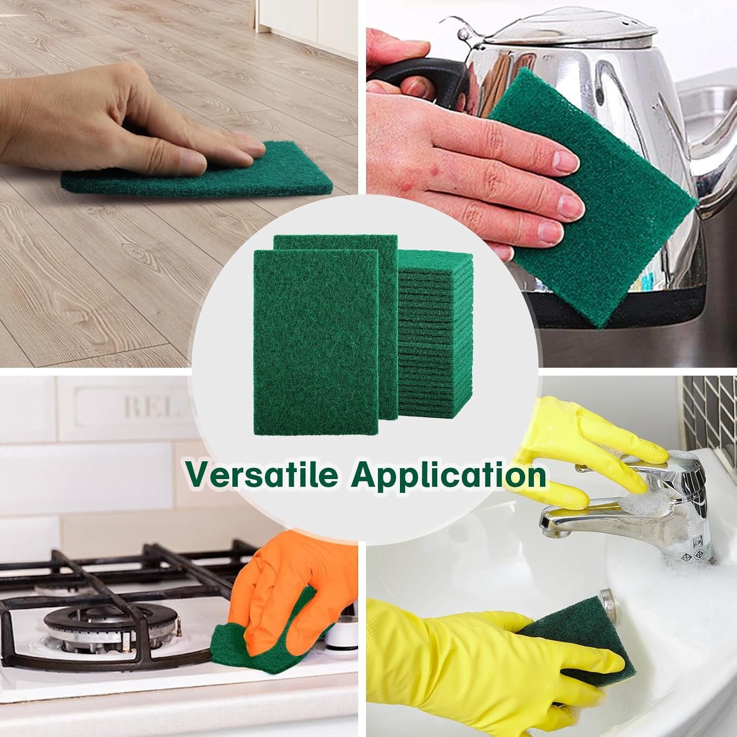 100 Pcs Scouring Pads,Heavy Duty Scour Pads,Dish Scrubber Scouring Pads - 图片 2