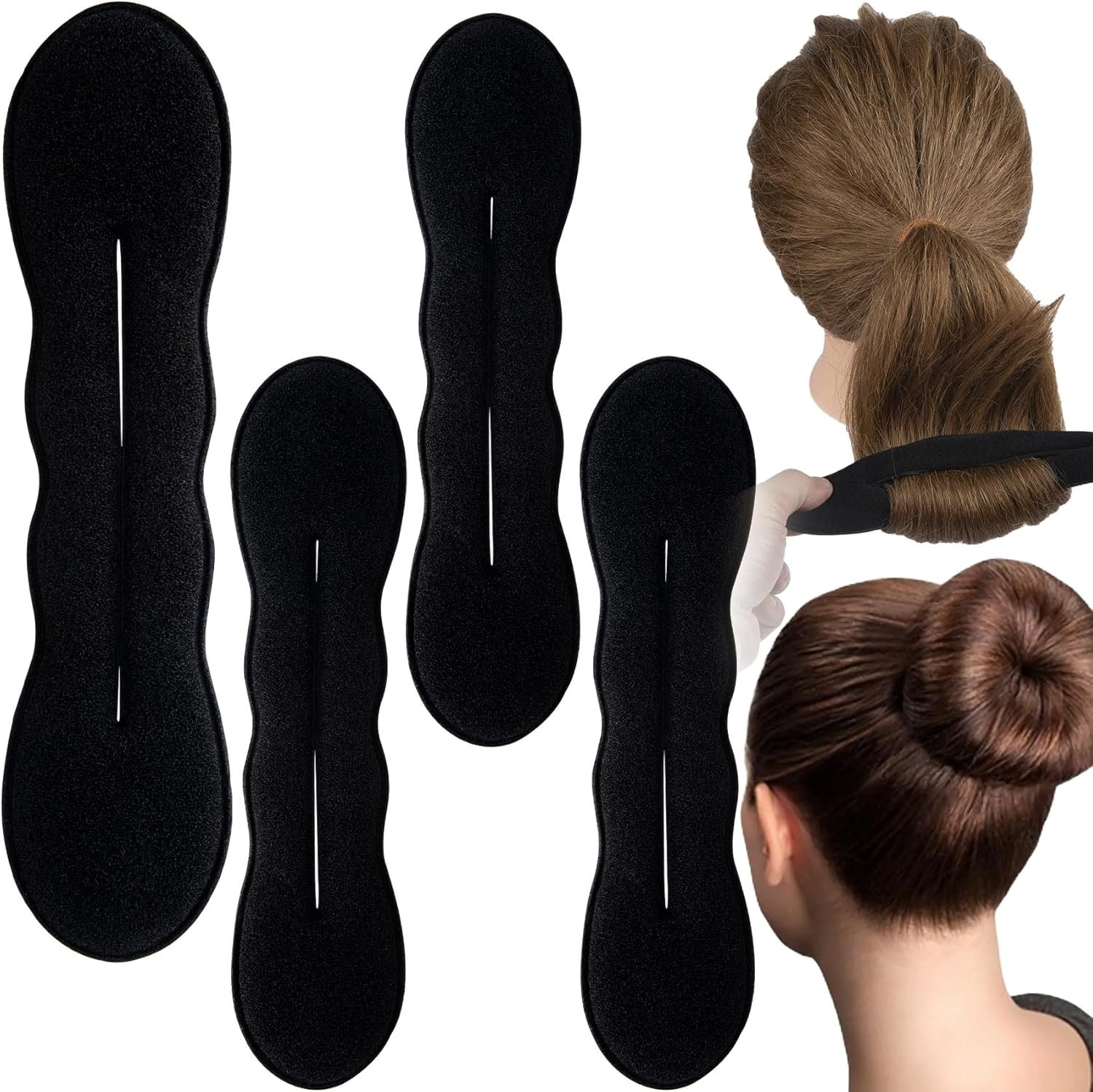 2 Sizes Sponge Hair Updo Shaper for Women, Classic Lazy Hair Curler Clip Ties