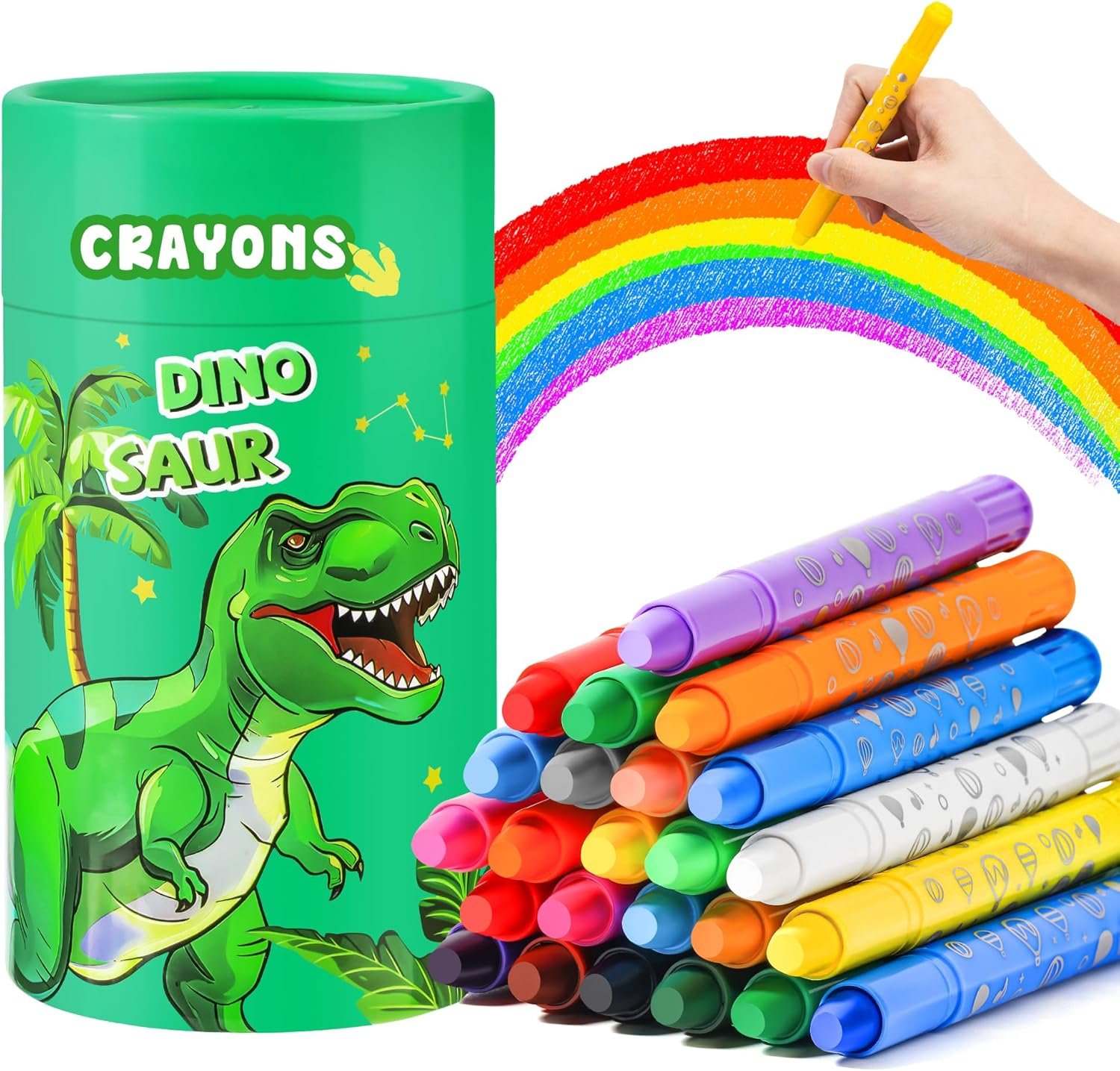 24 Colors Non Toxic Washable Crayons for Kids,Art Supplies Drawing Coloring Crayon Set,Gift for Boys and Girls,Back to School,Stocking Stuffers