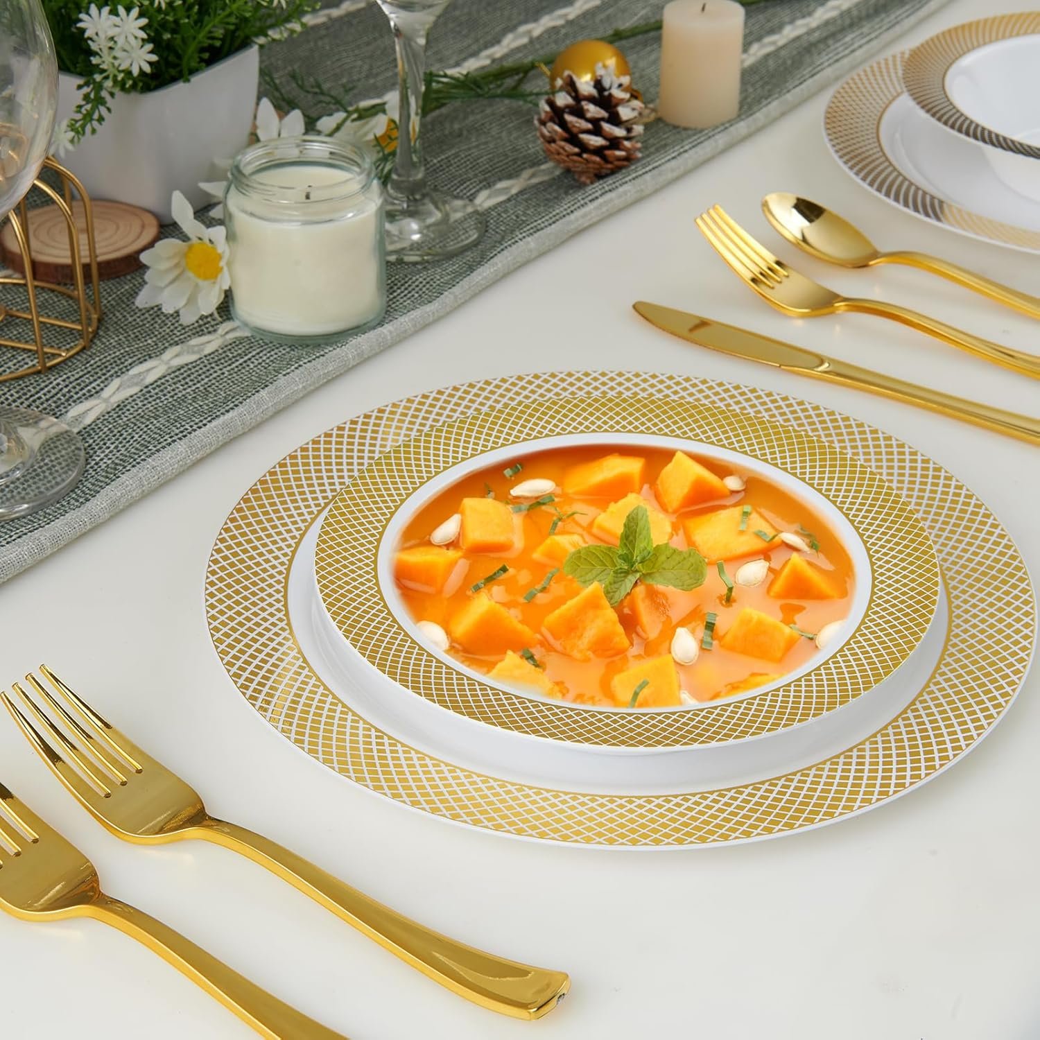 100 Disposable Plastic Bowls, 12oz Heavy Duty Disposable Dinner Bowls - 图片 3