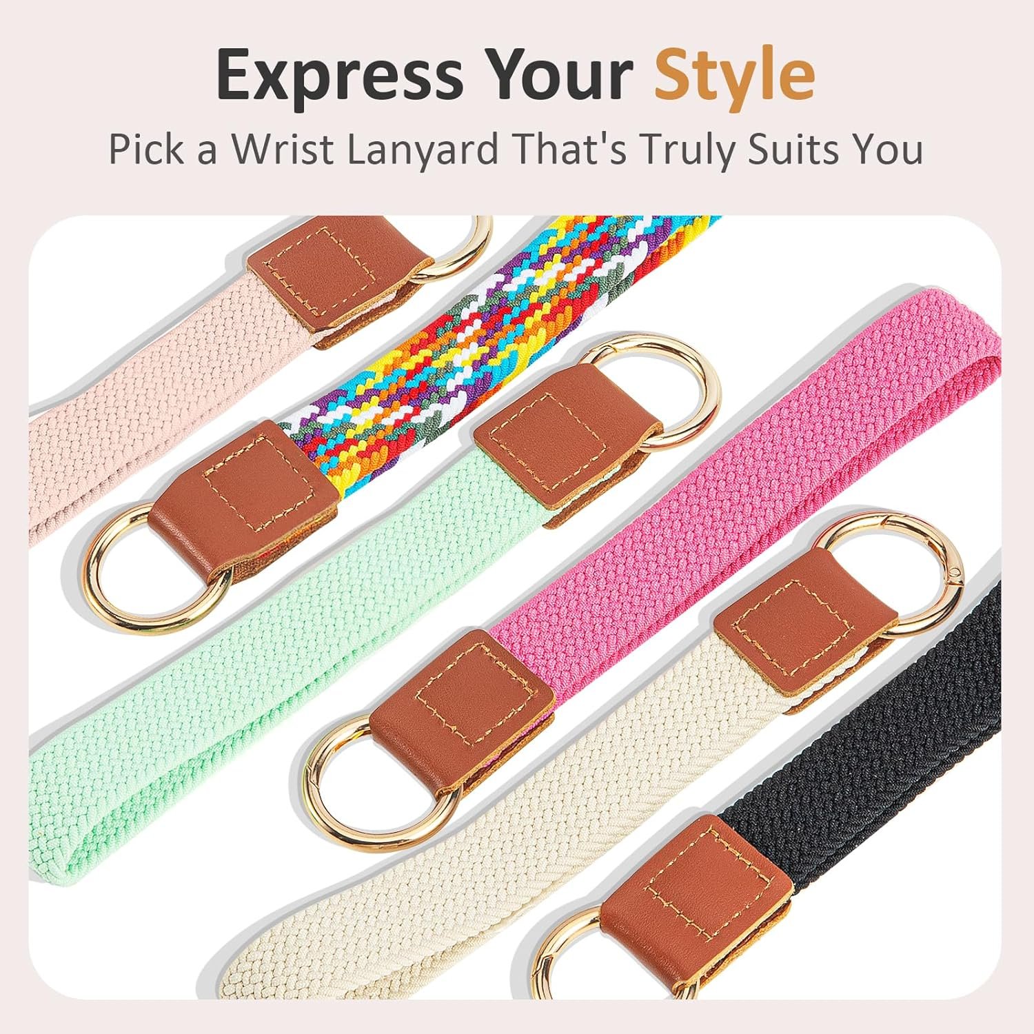 Wrist Lanyard, Stretchy Wristlet Keychain Lanyards, Cute Key Lanyard for Women Men - 图片 3