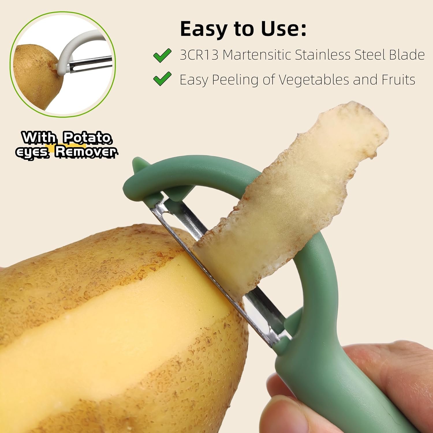 6-Piece Vegetable Peelers for Kitchen,Stainless Steel Apple Peeler Set for Veggie Carrot Fruit Zucchini Cucumber Peeler Sharp Potatoes & Potato Peeler Bulk with Non-Slip Handle - 图片 4