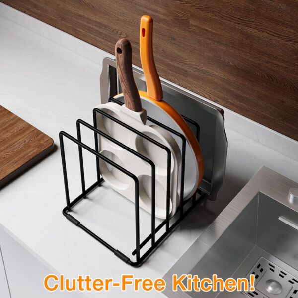 Space-Saving Kitchen Organizer Rack - 5-Slot Heavy-Duty Cutting Board and Bakeware Holder - 图片 2