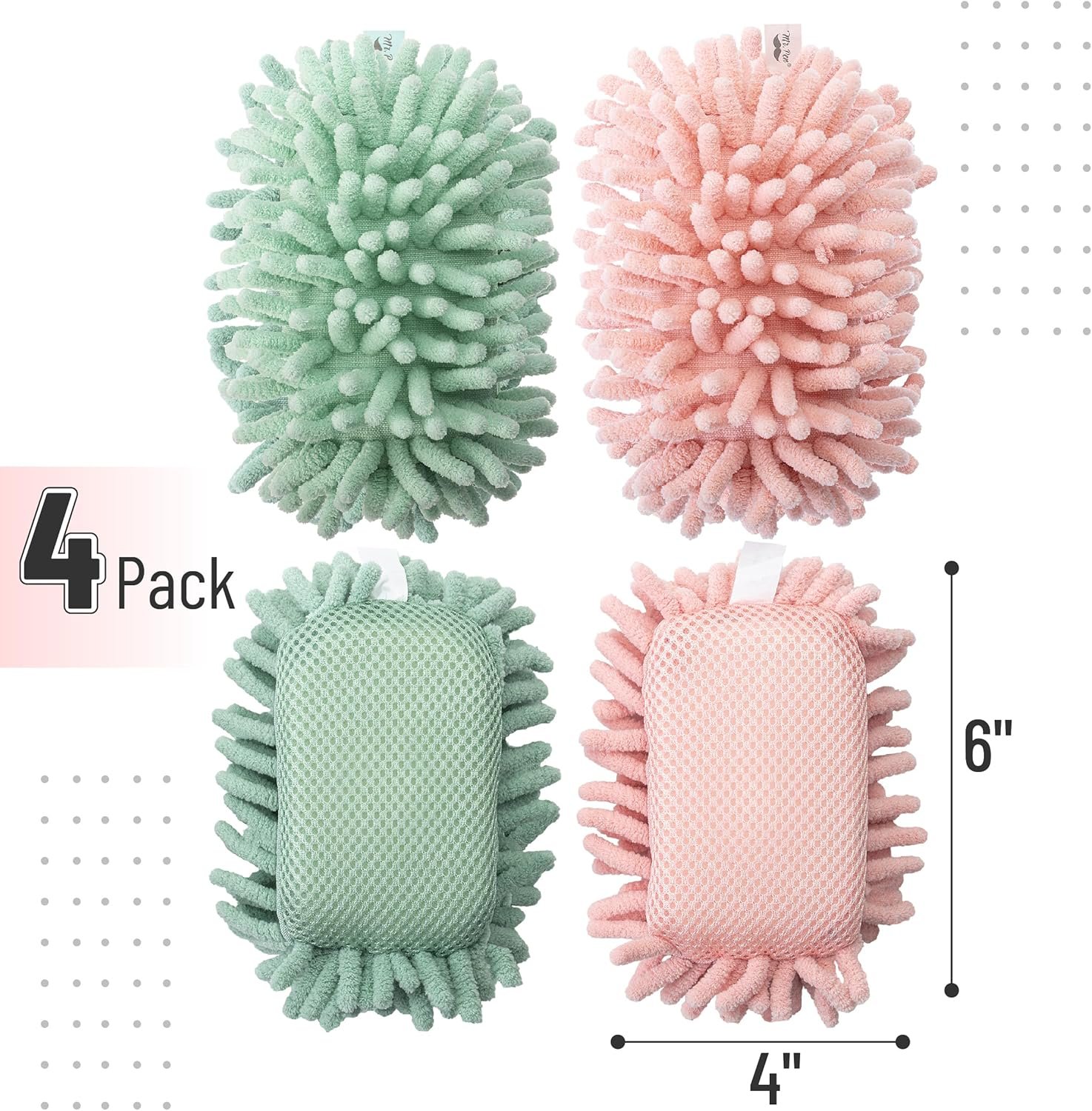 Microfiber Shag Whiteboard Eraser, 4 Pack, Washable, Dry Erase - 图片 2