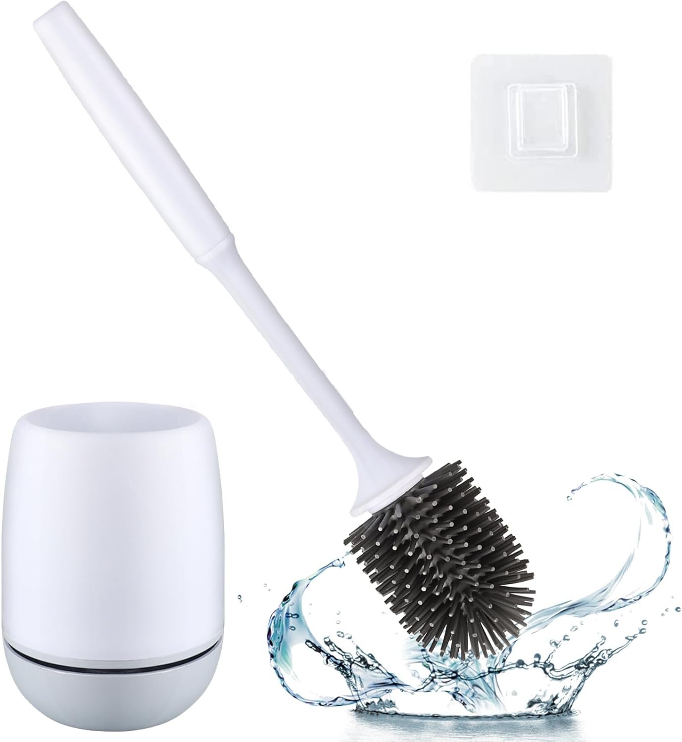 Toilet Bowl Brush and Holder, Silicone Toilet Bowl Brush Cleaning Toilet Scrubber Set with Non-Scratch Silicone Bristles Deep Cleaning