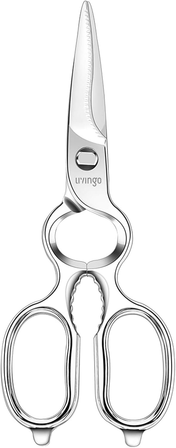 Kitchen Forged Shears Heavy Duty Come Apart Ultra Sharp Multi-function Stainless Steel Scissors Bottle Opener, Nut Cracker 8.5 inch