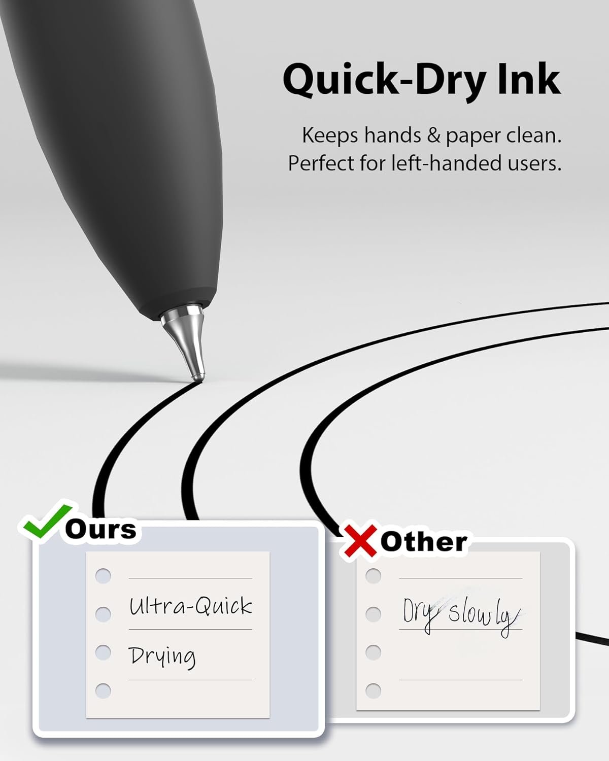 8 Pcs Gel Pens - 0.7mm Fine Point Smooth Writing Black Ink, Quick-Dry Long Lasting Fidge Pens - 图片 3