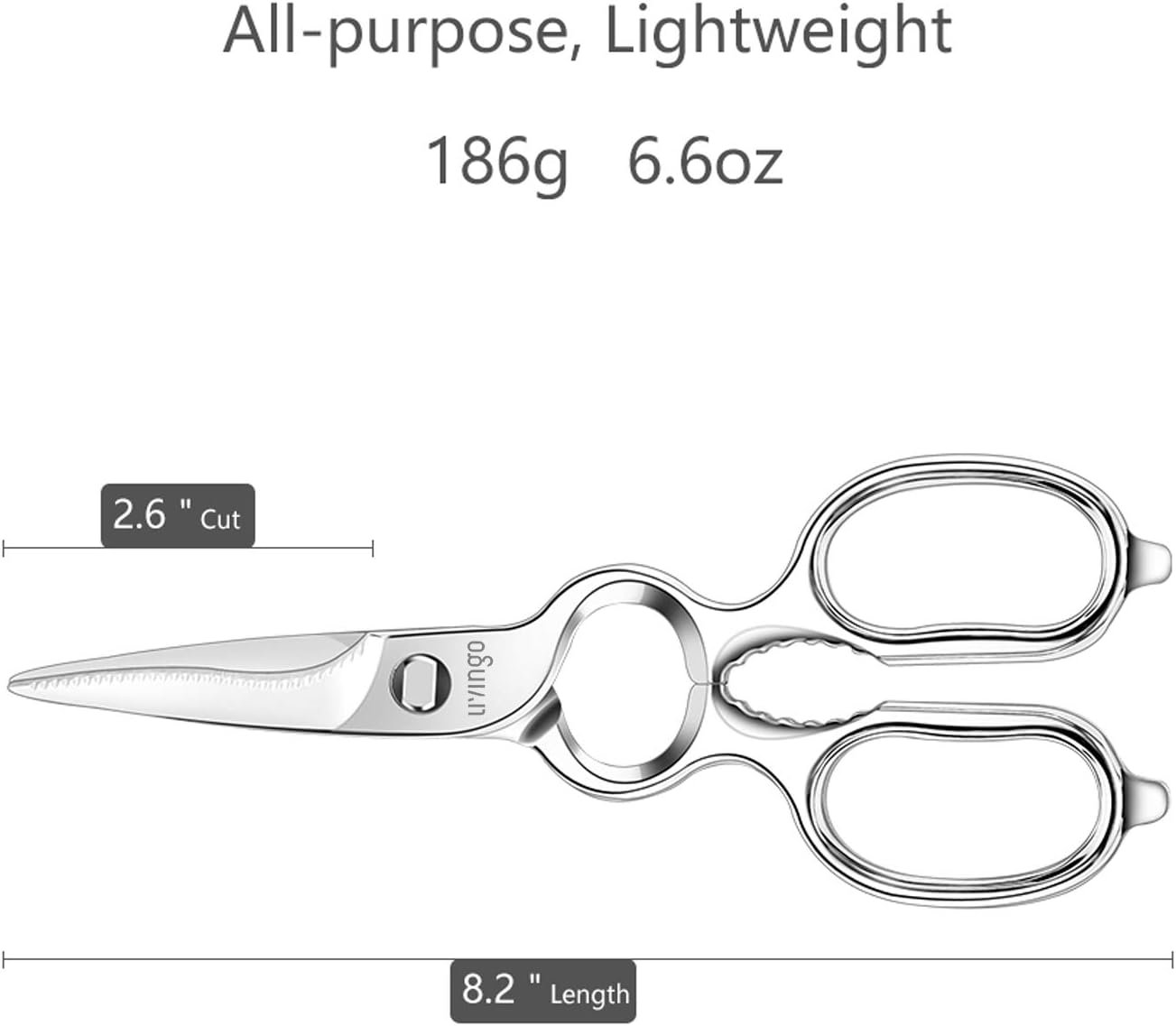 Kitchen Forged Shears Heavy Duty Come Apart Ultra Sharp Multi-function Stainless Steel Scissors Bottle Opener, Nut Cracker 8.5 inch - 图片 4