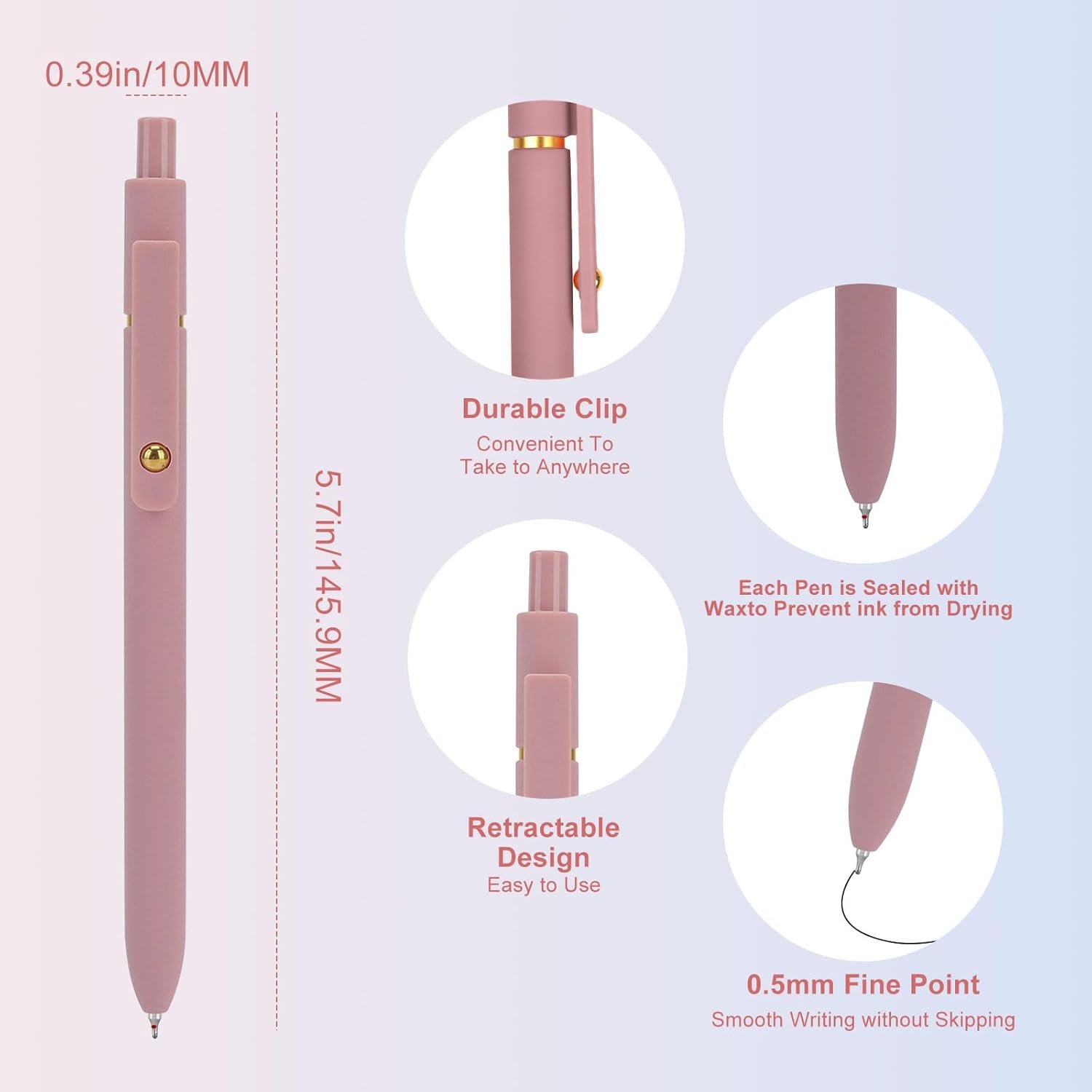 "6 Pcs 0.5mm Quick Dry Black Ink Pens Fine Point Smooth Writing Pens, Cute Office School Supplies Gifts for Women " - 图片 4