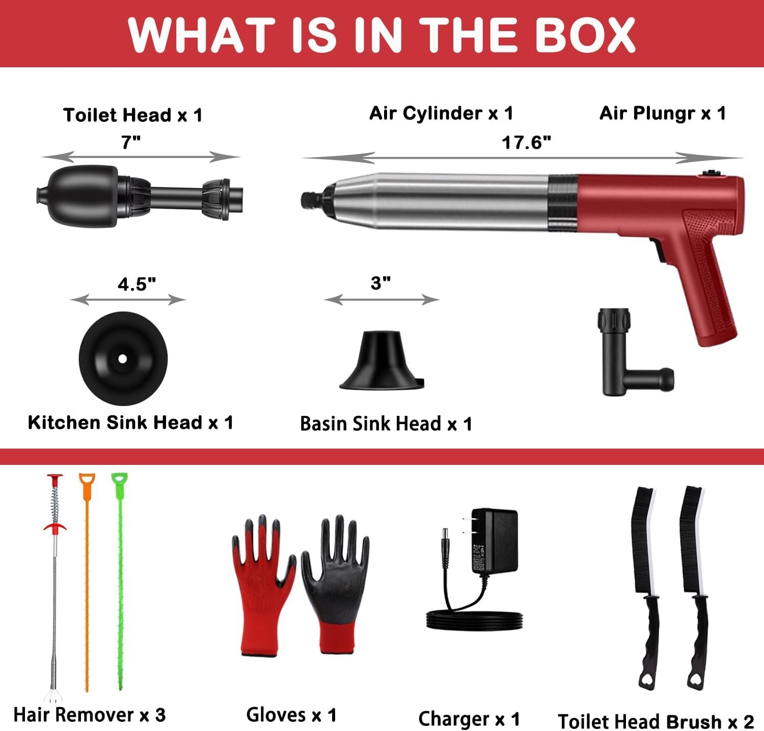 Electric Toilet Plungers For Bathroom Heavy Duty Drain Clog Remover Air Plunger High Pressure Toilet Unclogger Unclog Toilet Drain Unclogger Tool - 图片 2