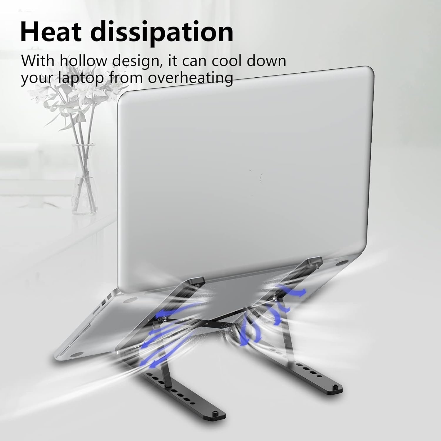 Ventilated Cooling Notebook Mount Computer Stand for 10-15.6” Laptops,Tablets-Black - 图片 4