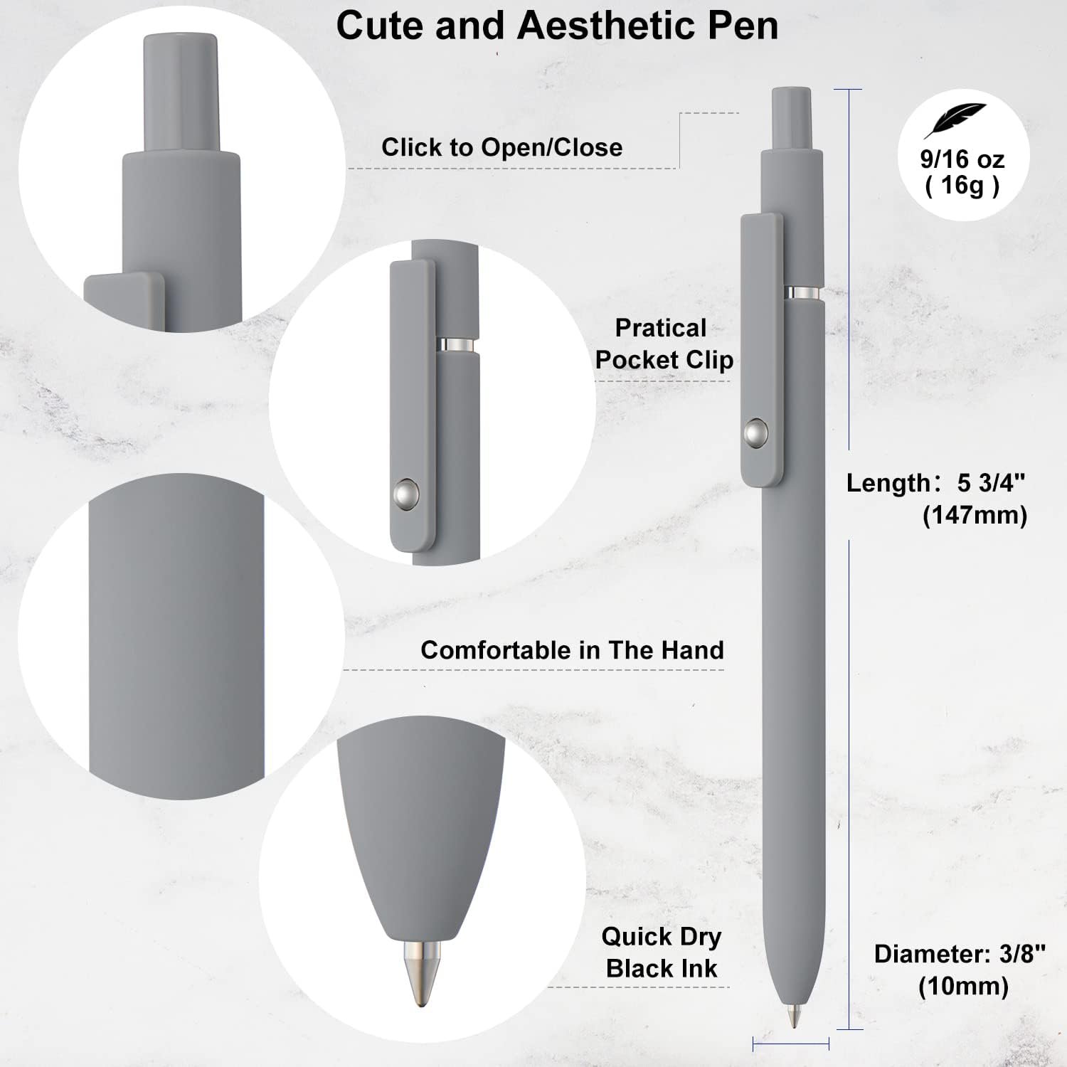 12 Pack Cute Gel Pens, Retractable Quick Dry Gel Ink Pen, Fine Point 0.5mm Black Ink Rolling Ball Gel Pens - 图片 3