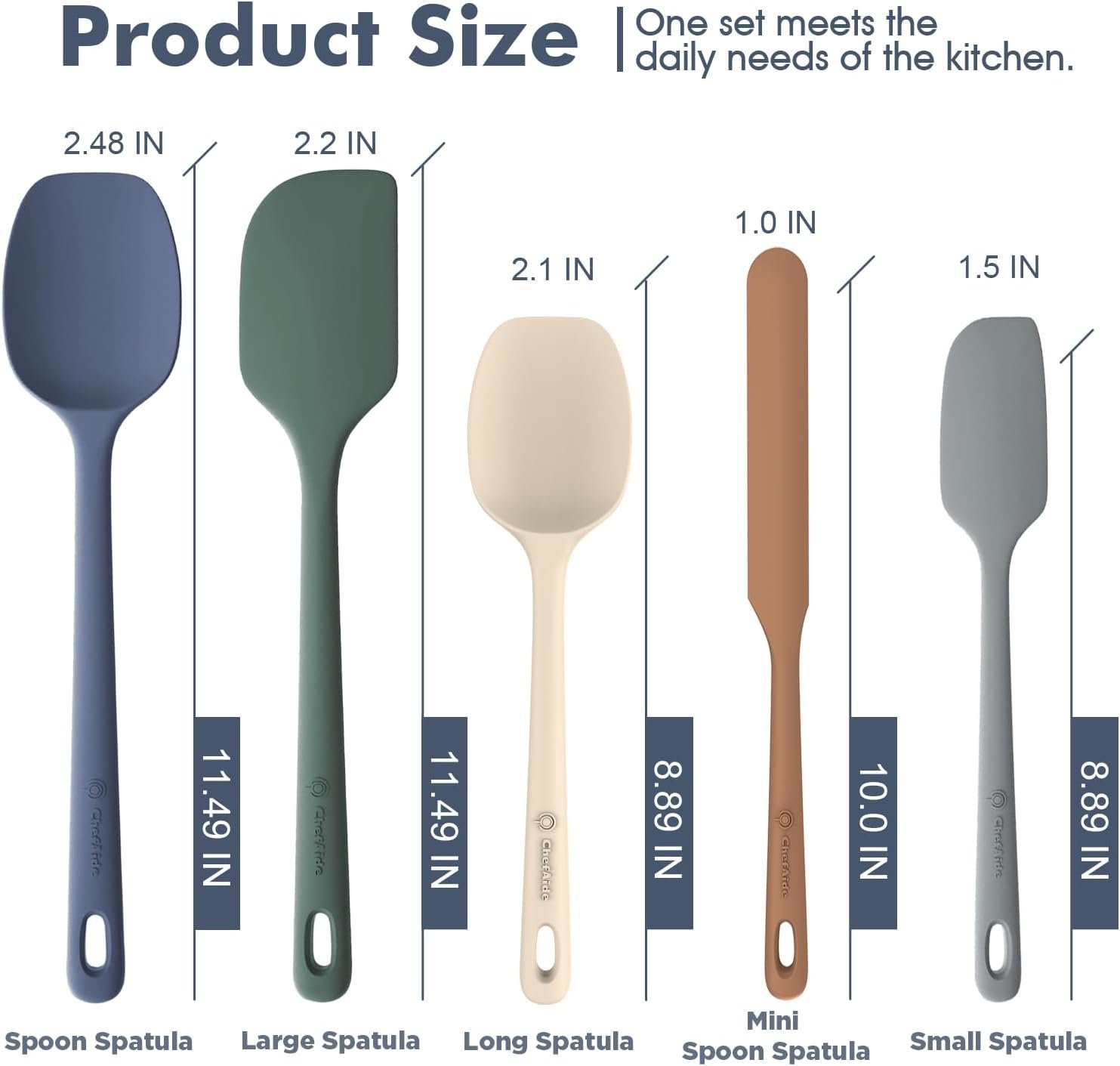 5 Pieces Silicone Spatula Set, Food Grade Rubber Spatula, Upgrade Strong Handle with Ergonomic Grip - 图片 4