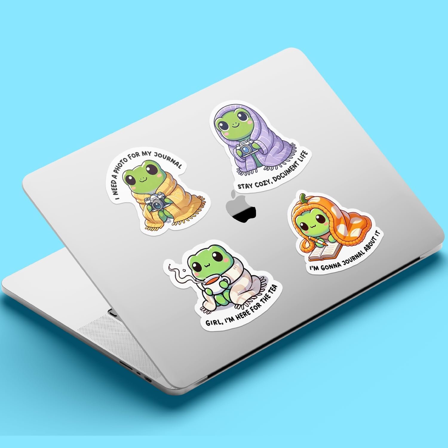 Waterproof 3" Aesthetic Frog Sticker Set for Laptop, Water Bottle, Scrapbook & Gift - 图片 4