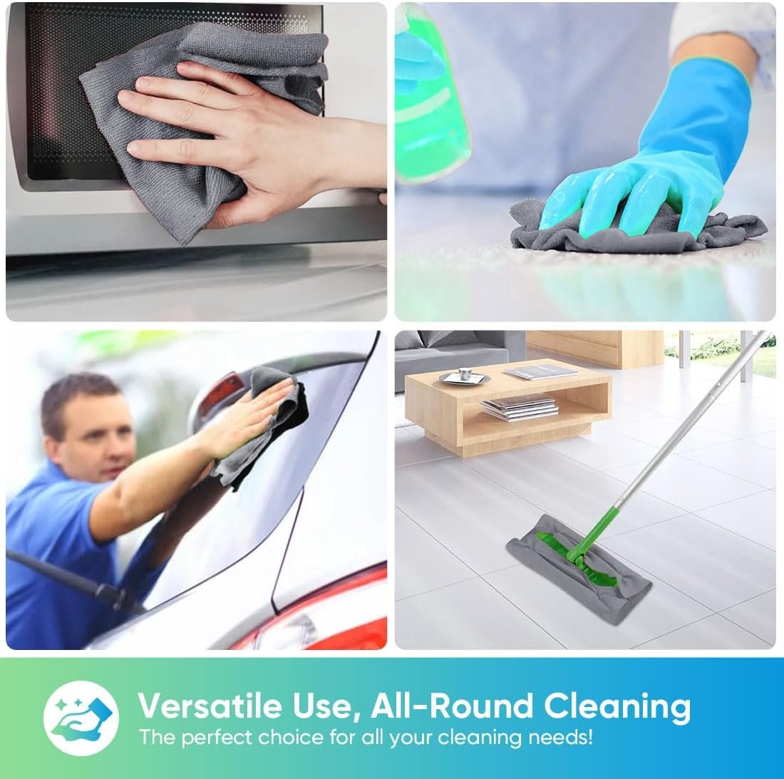Ultra Absorbent Washing Cloth, Lint Free Streak Free Cleaning Rags for Car, Kitchen, and Window (Grey) - 图片 4