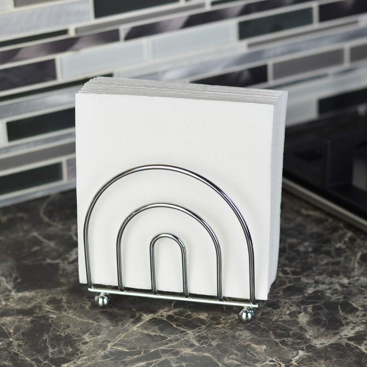 Paper Napkin Holder Tissue Dispenser for Kitchen Countertops, Dining Table, Picnic Table, Indoor & Outdoor Use, Chrome Finish (Classic) - 图片 3