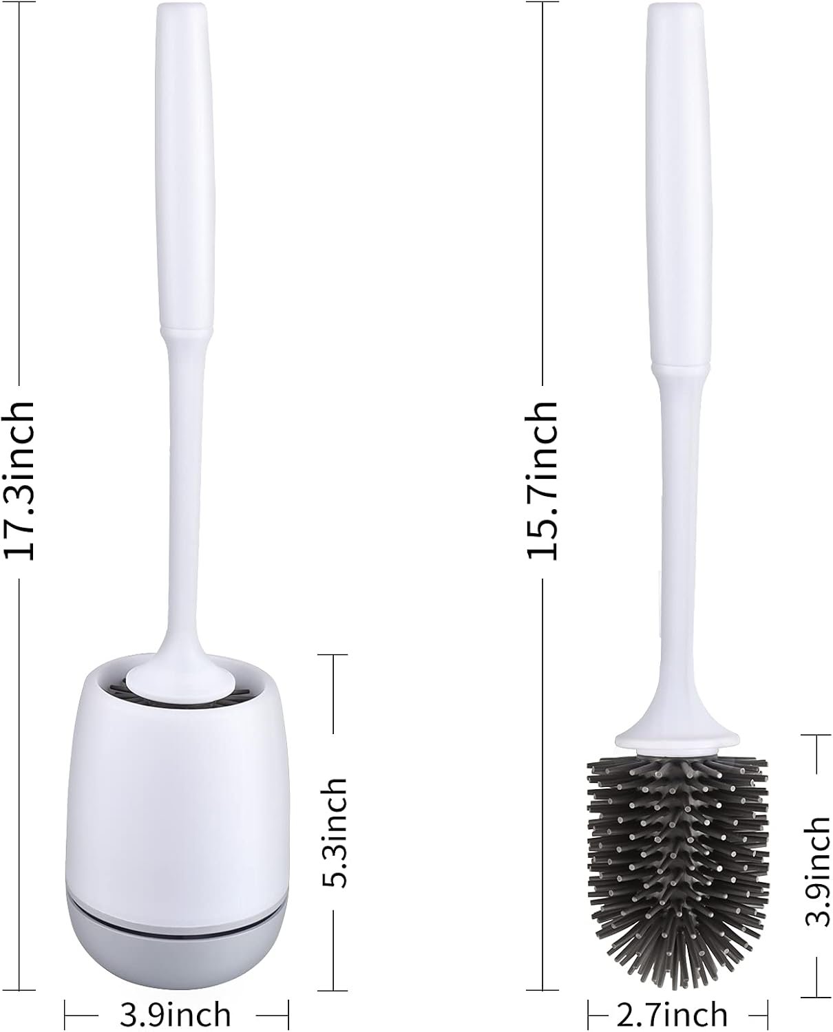 Toilet Bowl Brush and Holder, Silicone Toilet Bowl Brush Cleaning Toilet Scrubber Set with Non-Scratch Silicone Bristles Deep Cleaning - 图片 4