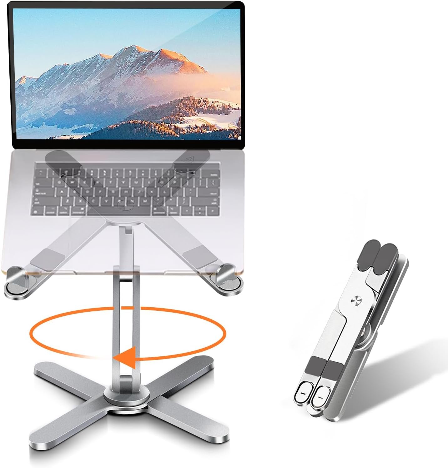 Laptop Stand with 360 Rotating Base, Computer Notebook Laptop Riser Metal Holder for Desk Collaborative Work