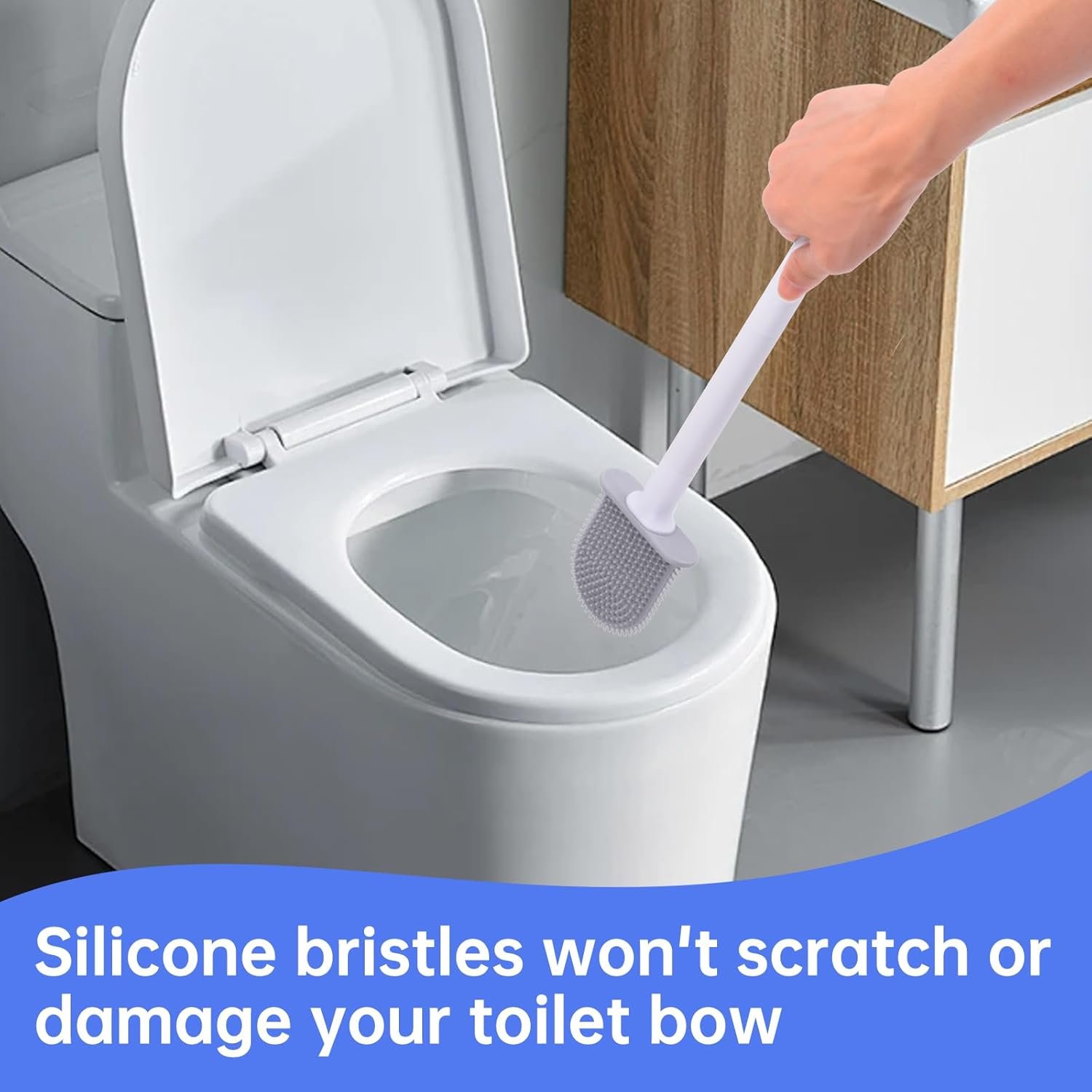 Toilet Bowl Brush, Toilet Brush Silicone Won't Damage Toilets, Wall Mounted Toilet Brush-Anti-Roll, Anti-Drip Design - 图片 2