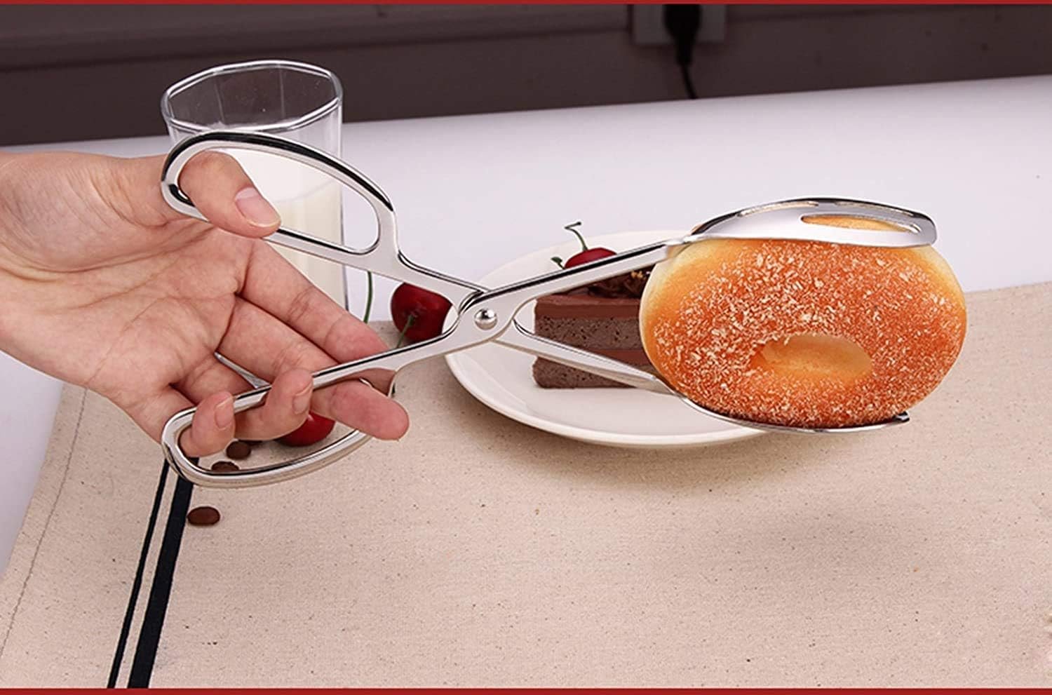 Thickening Food Serving Salad Cake Bread Kitchen Tongs, Stainless Steel - 图片 3