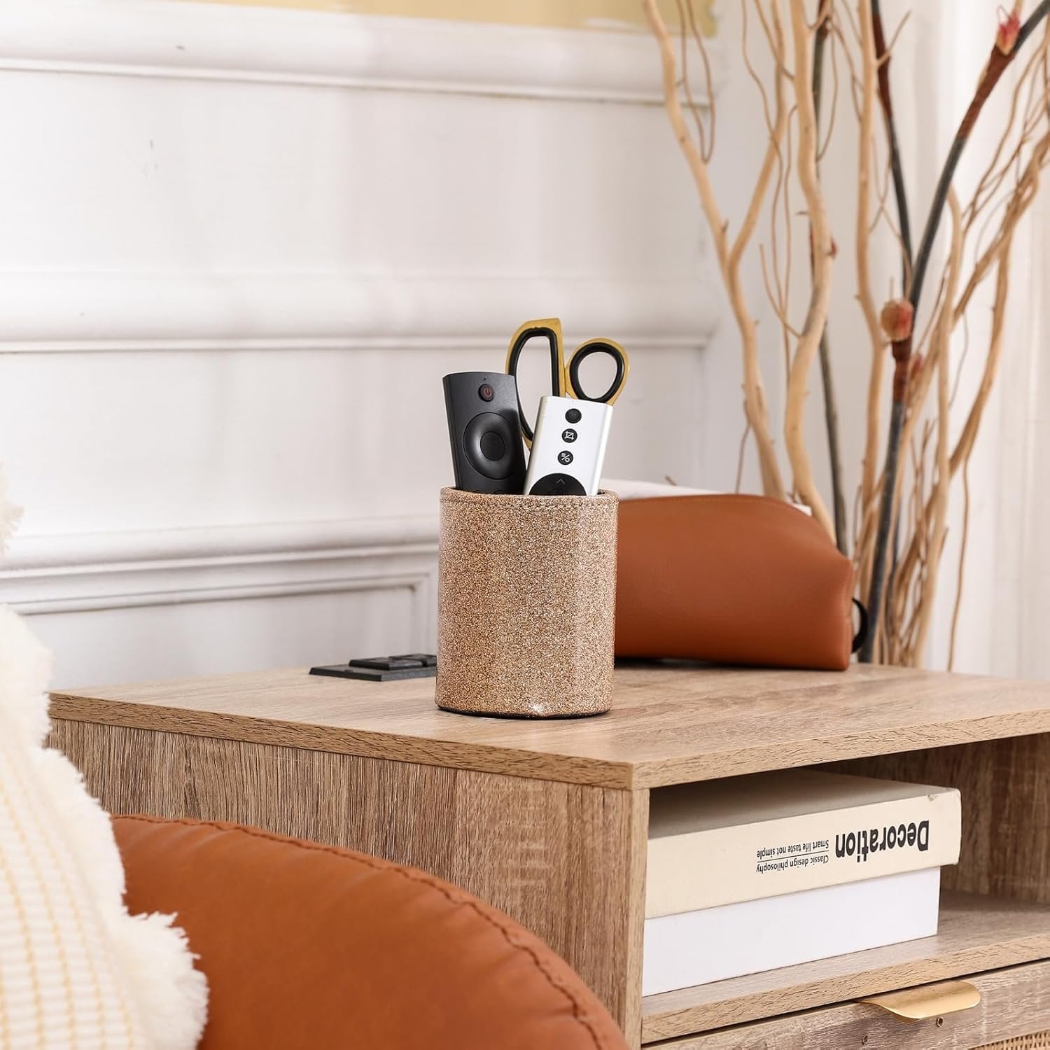 PU Leather Pencil Cups for Desk for Cosmetics Office Supplies - 图片 3