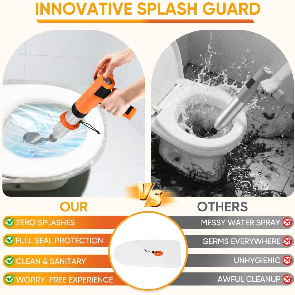 Splash-Free Unclogger with Drain Snake Auger, Plungers for Bathroom Heavy Duty, Versatile Air Blaster Unclogger Kit - 图片 2