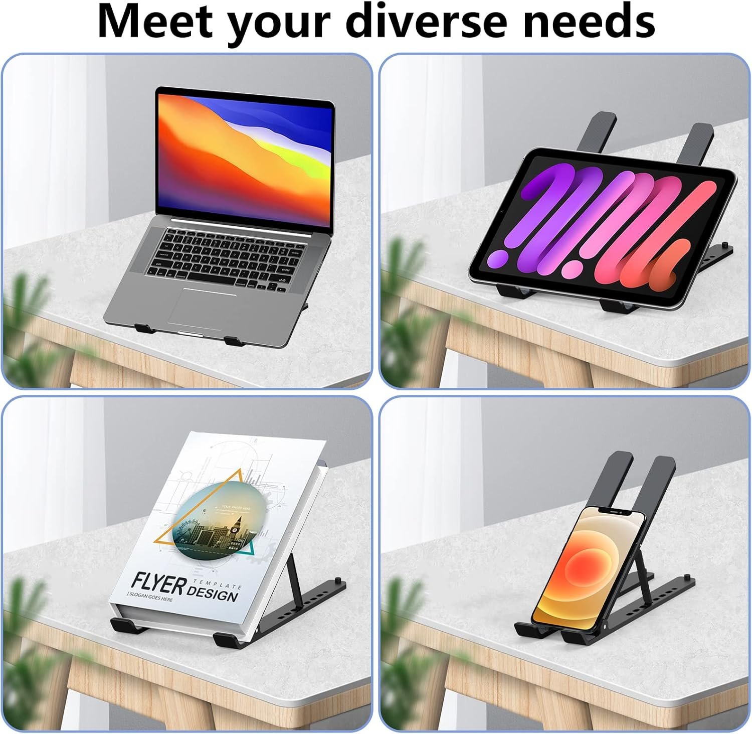 Ventilated Cooling Notebook Mount Computer Stand for 10-15.6” Laptops,Tablets-Black - 图片 2