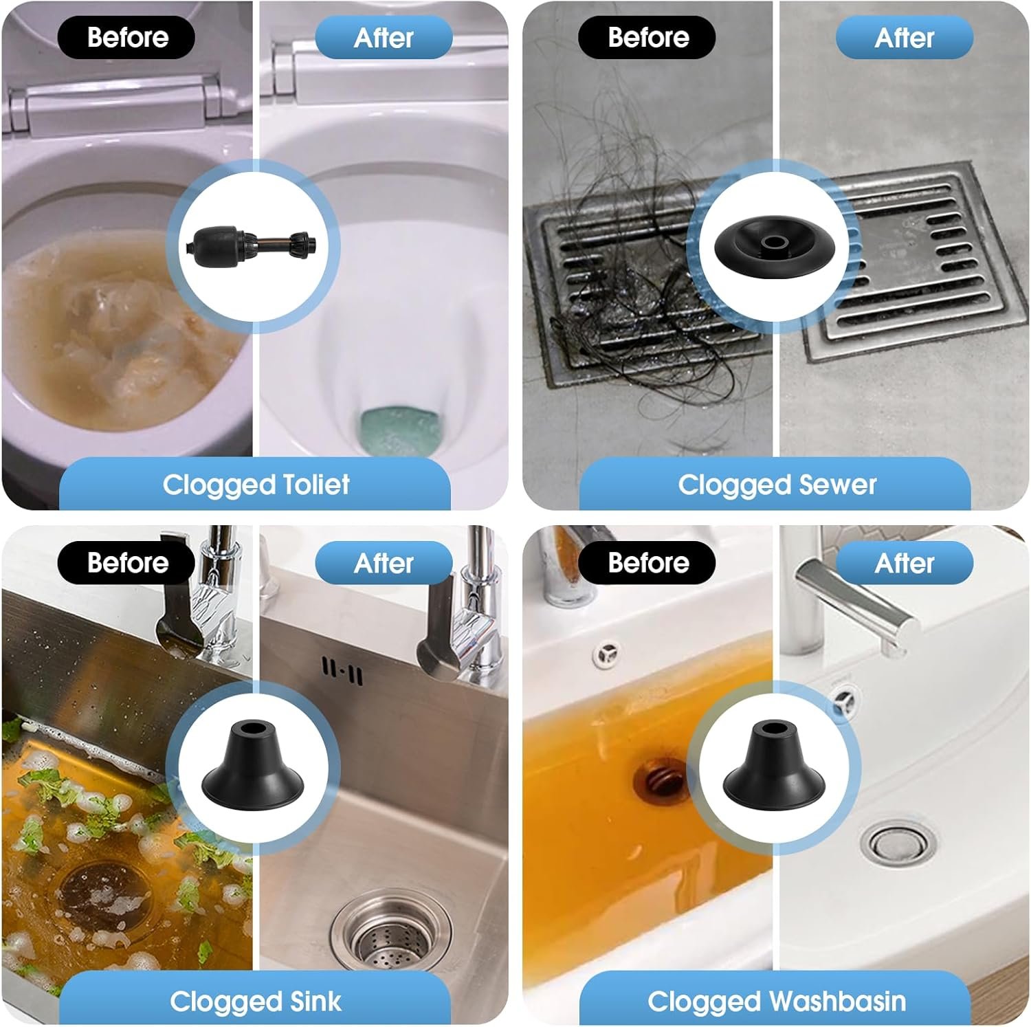 Electric High Pressure Toilet Clog Remover Tool, Powerful Bathroom Plunger with Holder for Drain Cleaning - Green - 图片 4