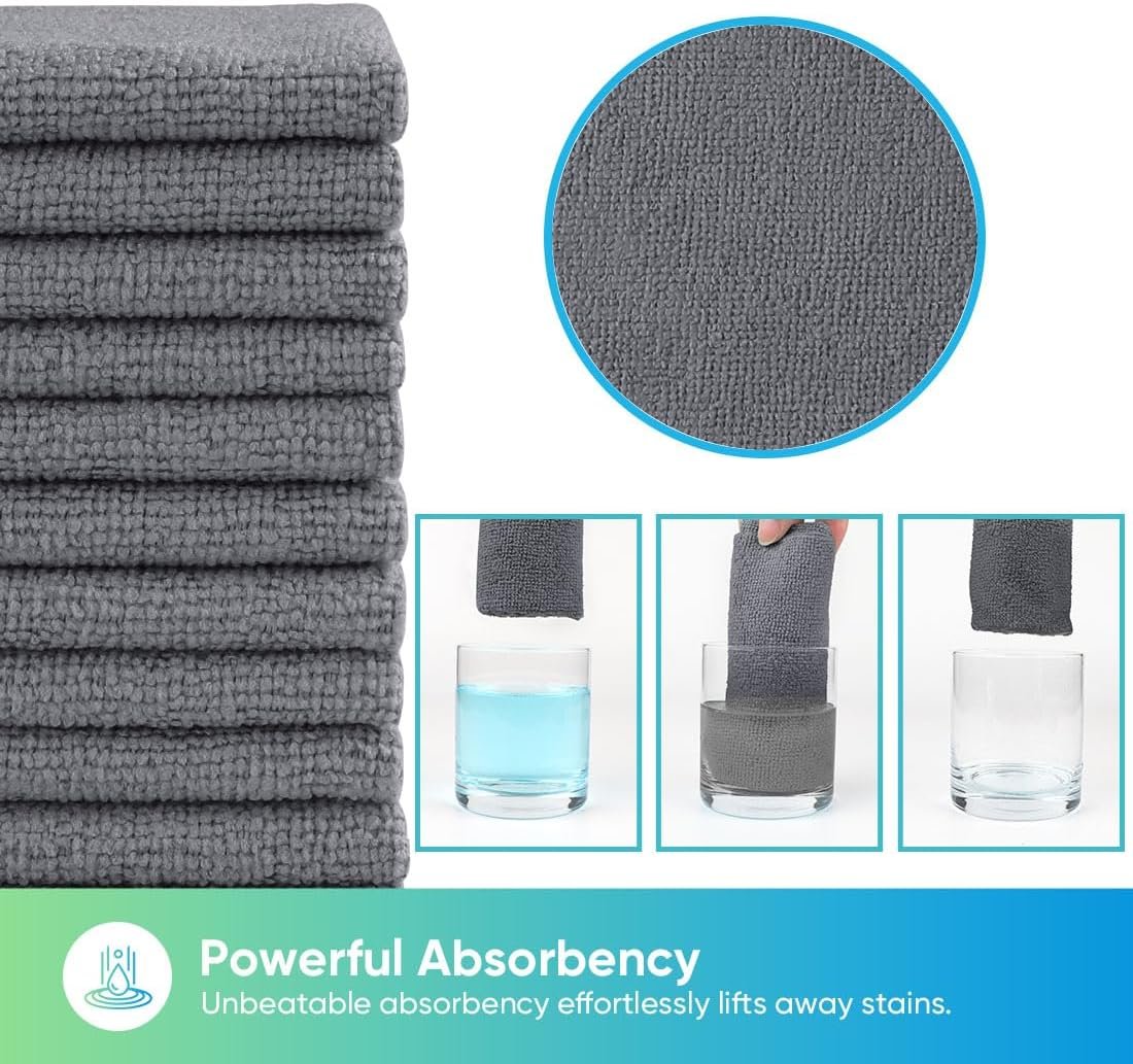 Ultra Absorbent Washing Cloth, Lint Free Streak Free Cleaning Rags for Car, Kitchen, and Window (Grey) - 图片 2