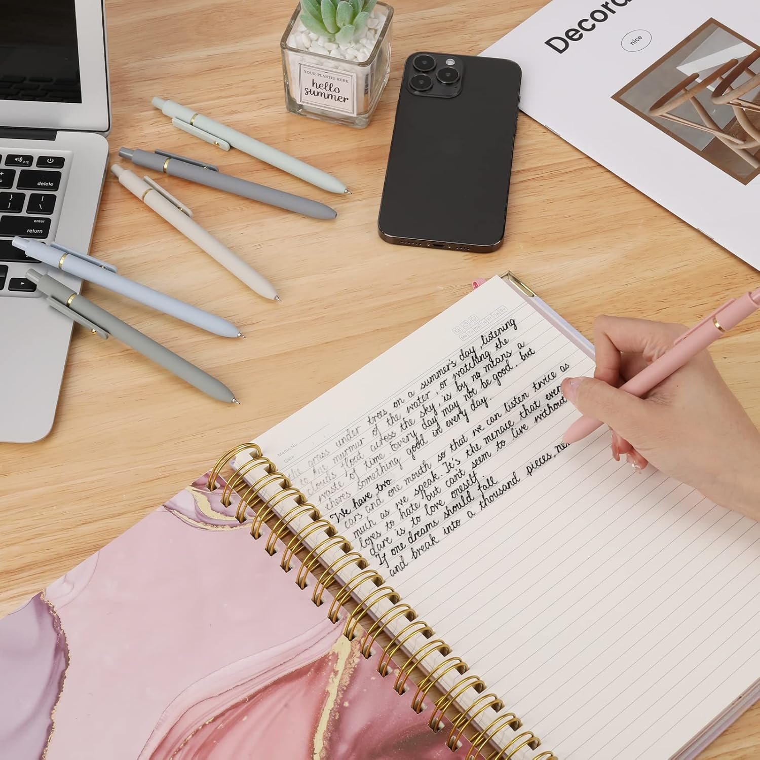 "6 Pcs 0.5mm Quick Dry Black Ink Pens Fine Point Smooth Writing Pens, Cute Office School Supplies Gifts for Women " - 图片 2