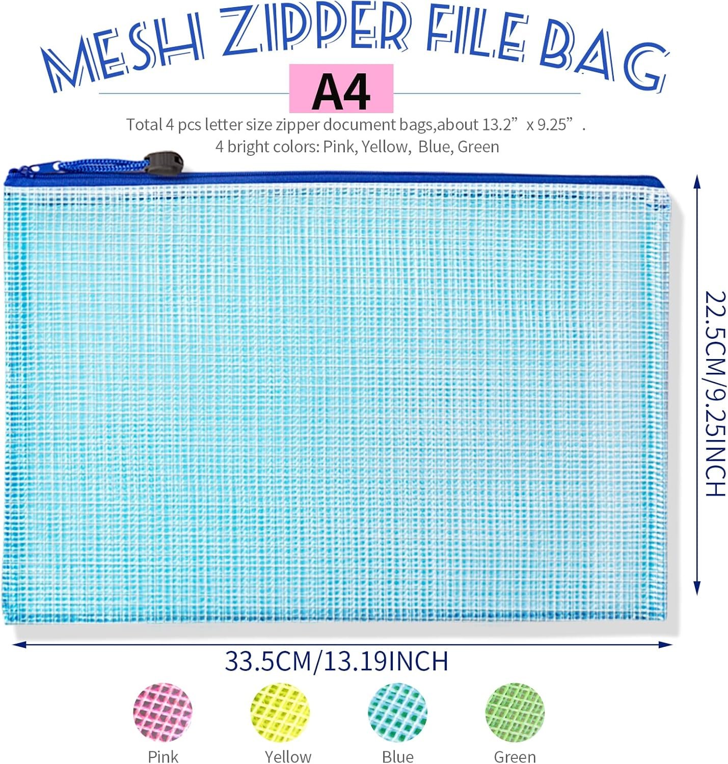 4 pcs Mesh Bags with Zipper, Storage Bags Pouch for Organization Toy Puzzles Board Game Travel - 图片 4